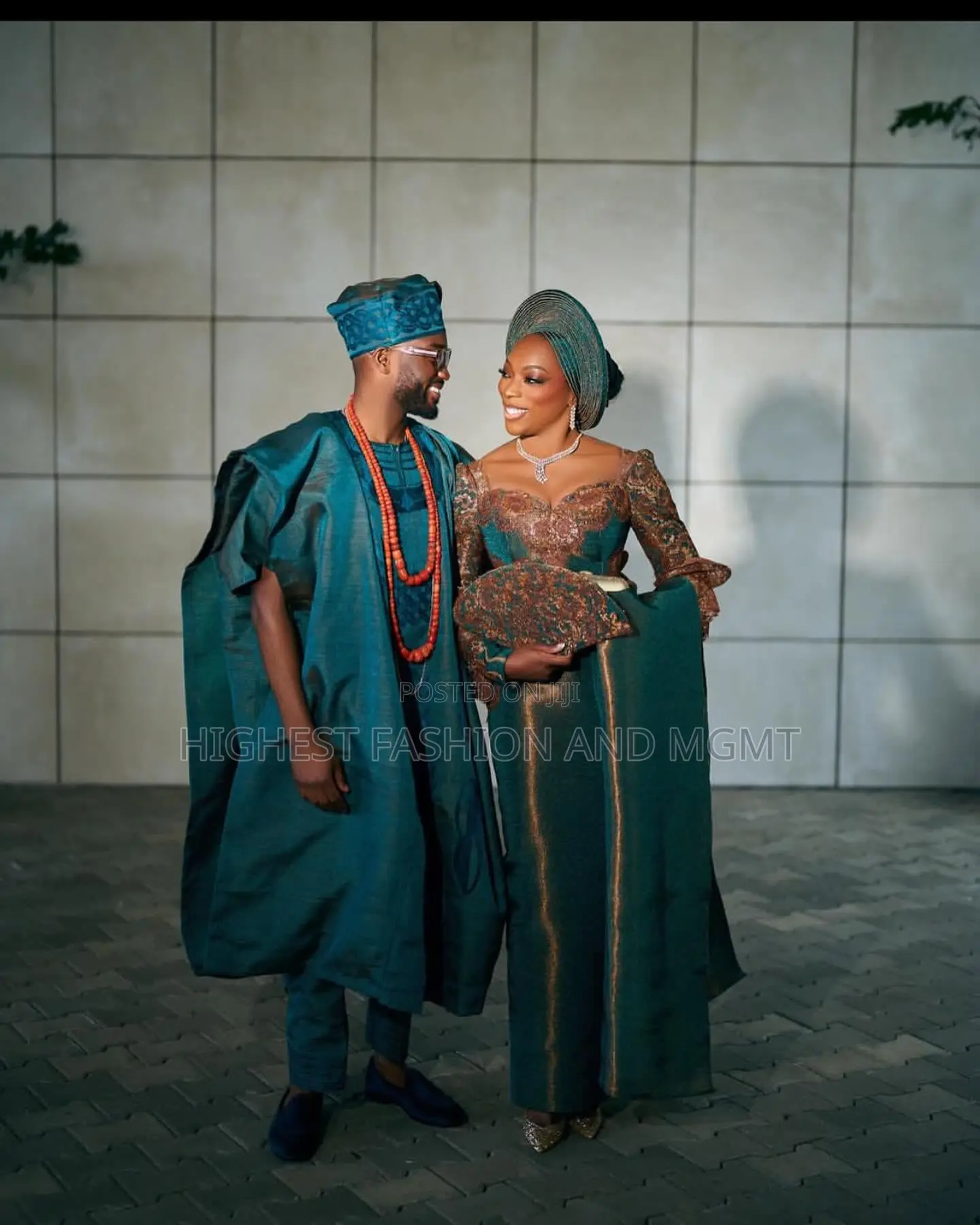 Metallic Teal Lace Gown Structured Cobalt Agbada