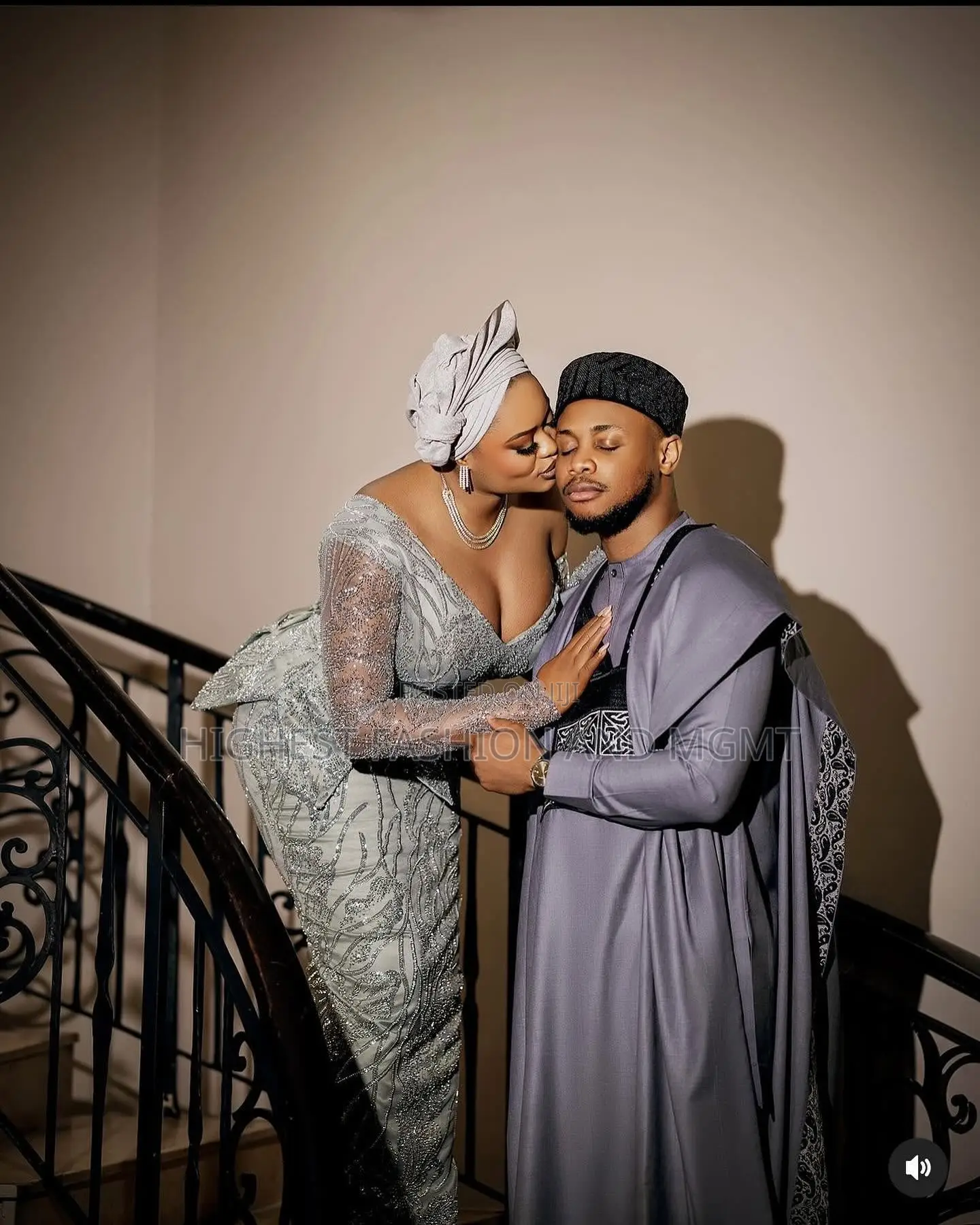 Premium Silver Embroidered Gown Tailored Slate Agbada