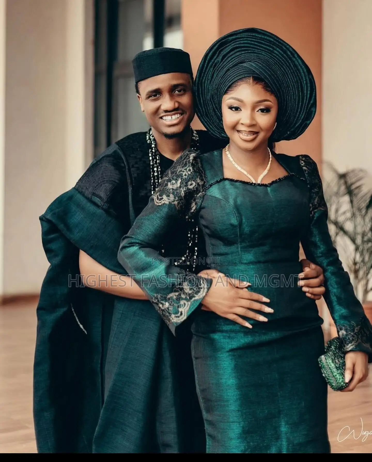 Deep Green Traditional Outfit for Couple