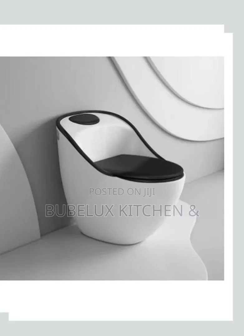 Brand New Luxury Designer Egg Toilet - White With Black Trim