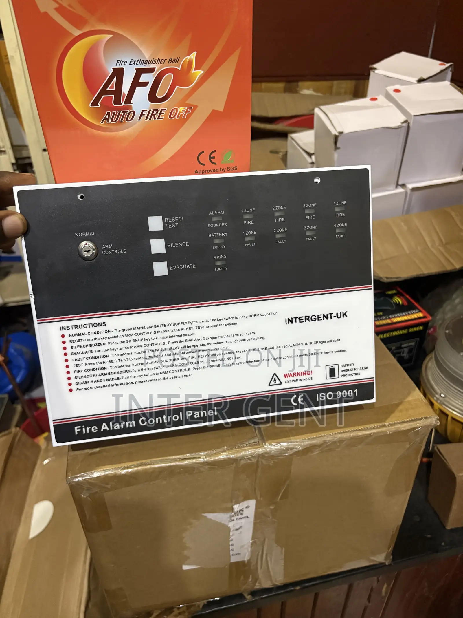 4 Zone Fire Alarm Panel , Smoke Detector,break Glass and Sounder
