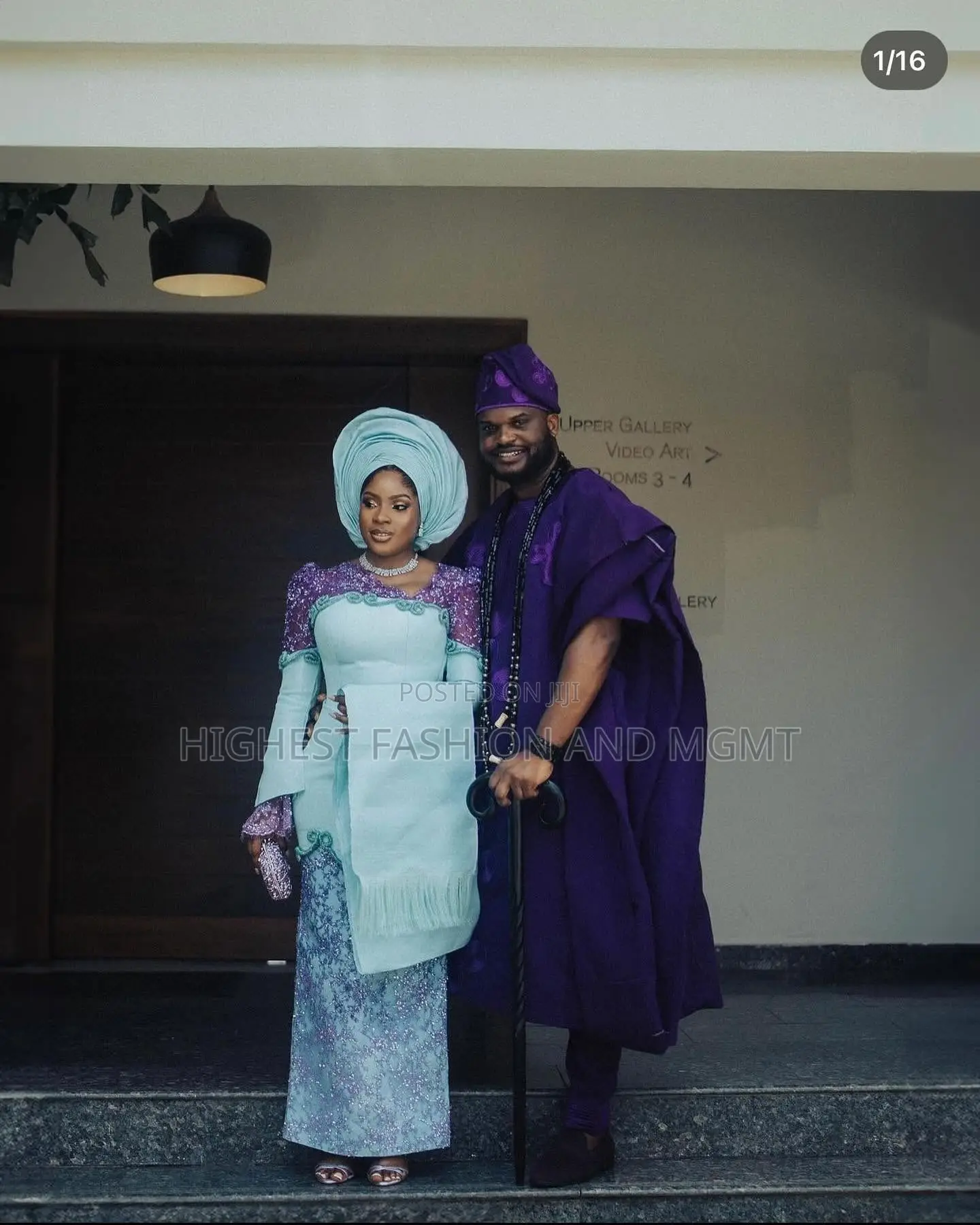 Mint Violet Embroidered Gown Tailored Royal Violet Agbada