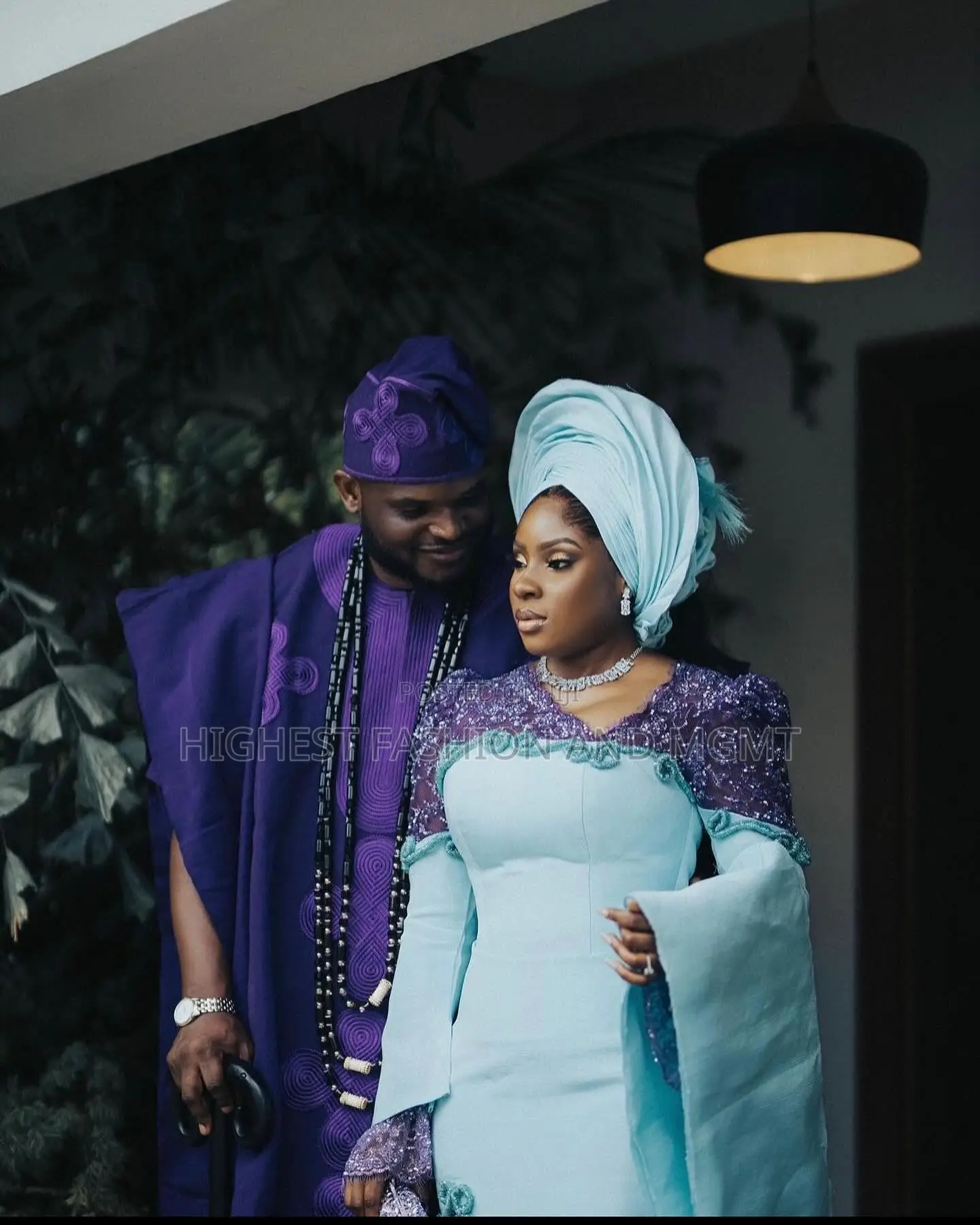 Mint Violet Embroidered Gown Tailored Royal Violet Agbada
