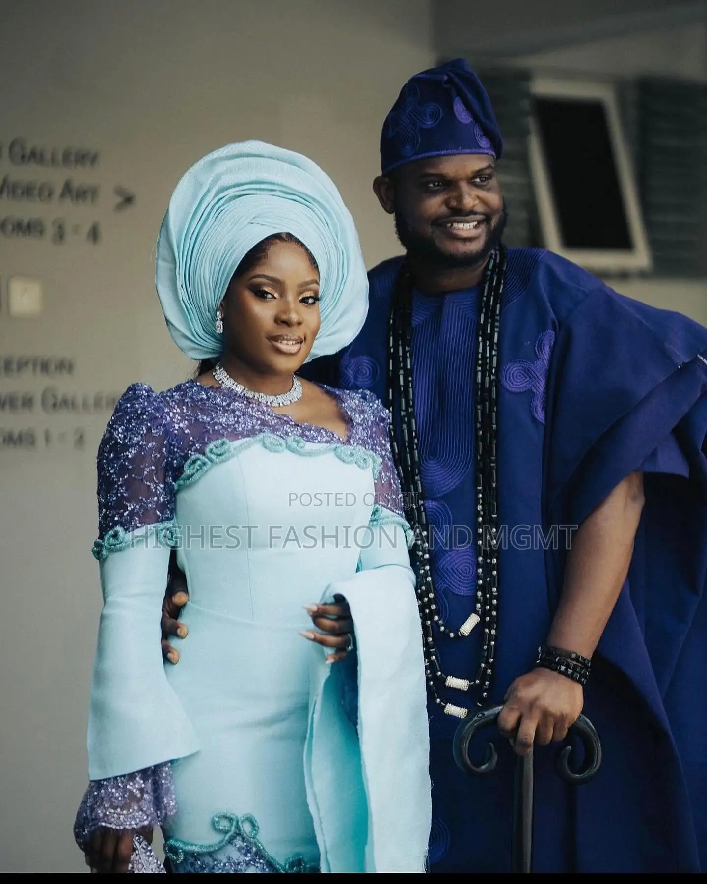 Mint Violet Embroidered Gown Tailored Royal Violet Agbada