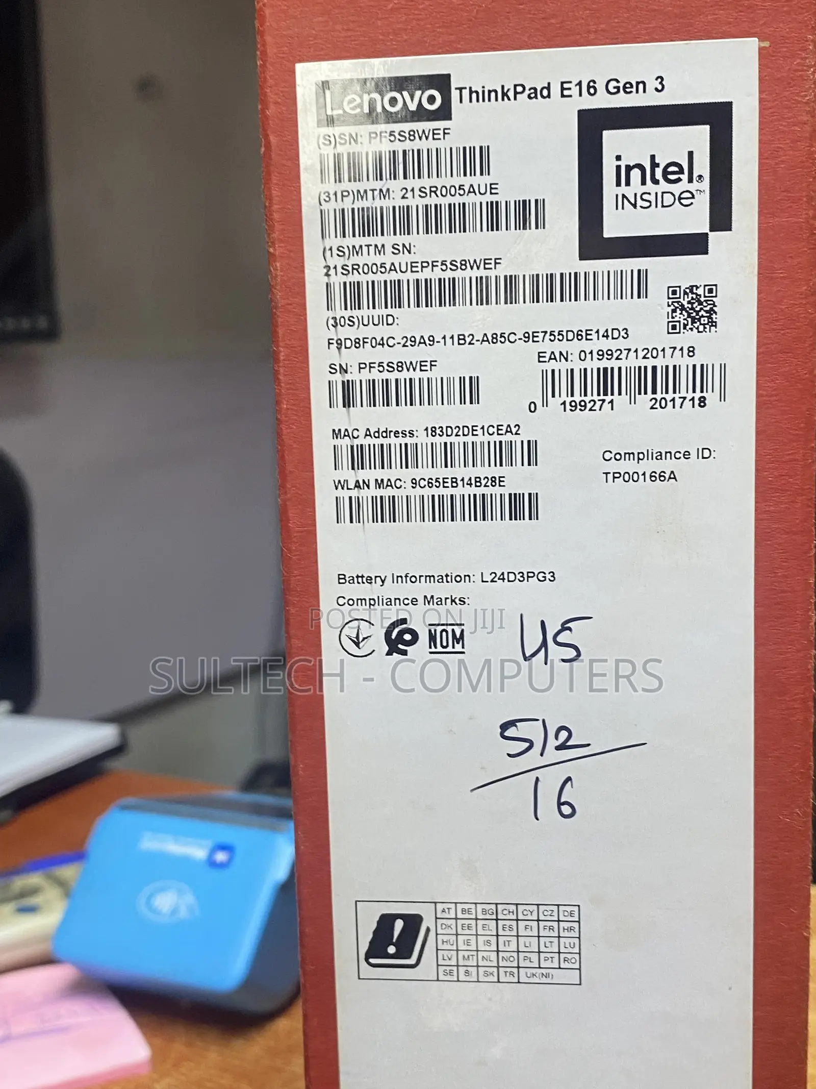 New Laptop Lenovo ThinkPad E16 Gen 3 16GB Intel Core Ultra 5 SSD 512GB