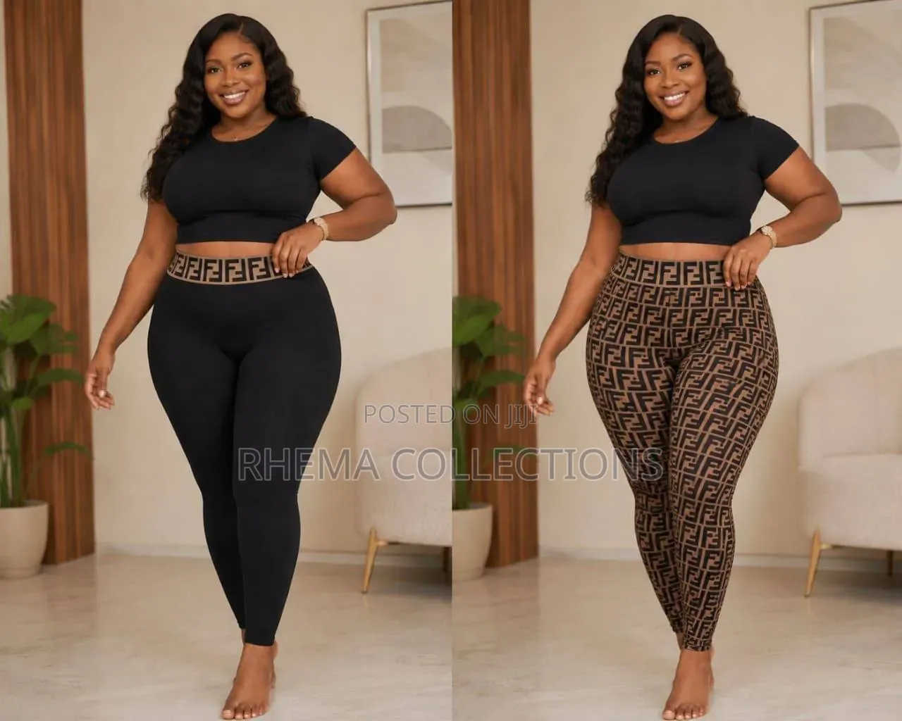 2 Way Use Fendi/Black Thick Stretchy Leggings