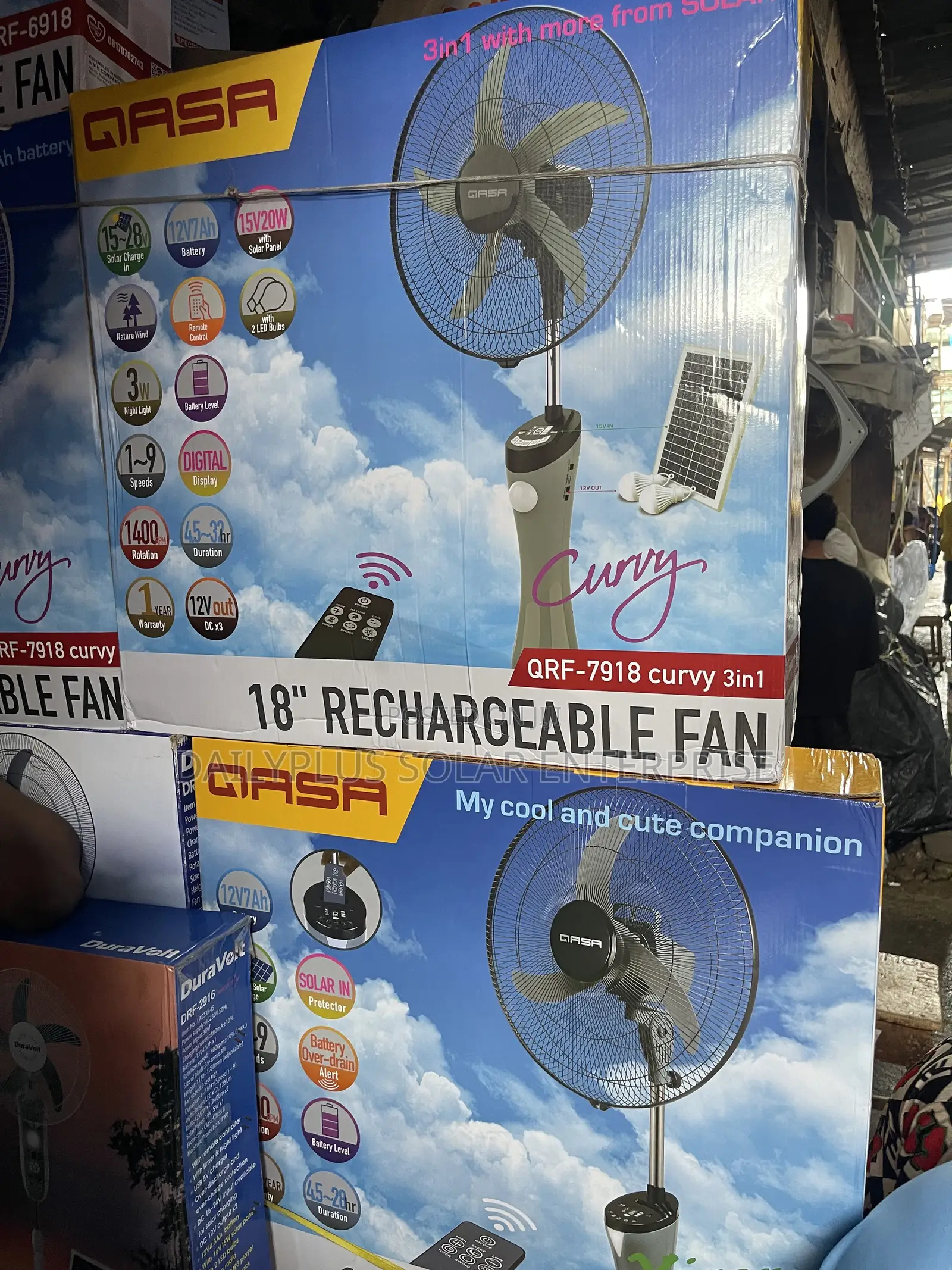 GASA 18inches Rechargeable Solar Standing Fan