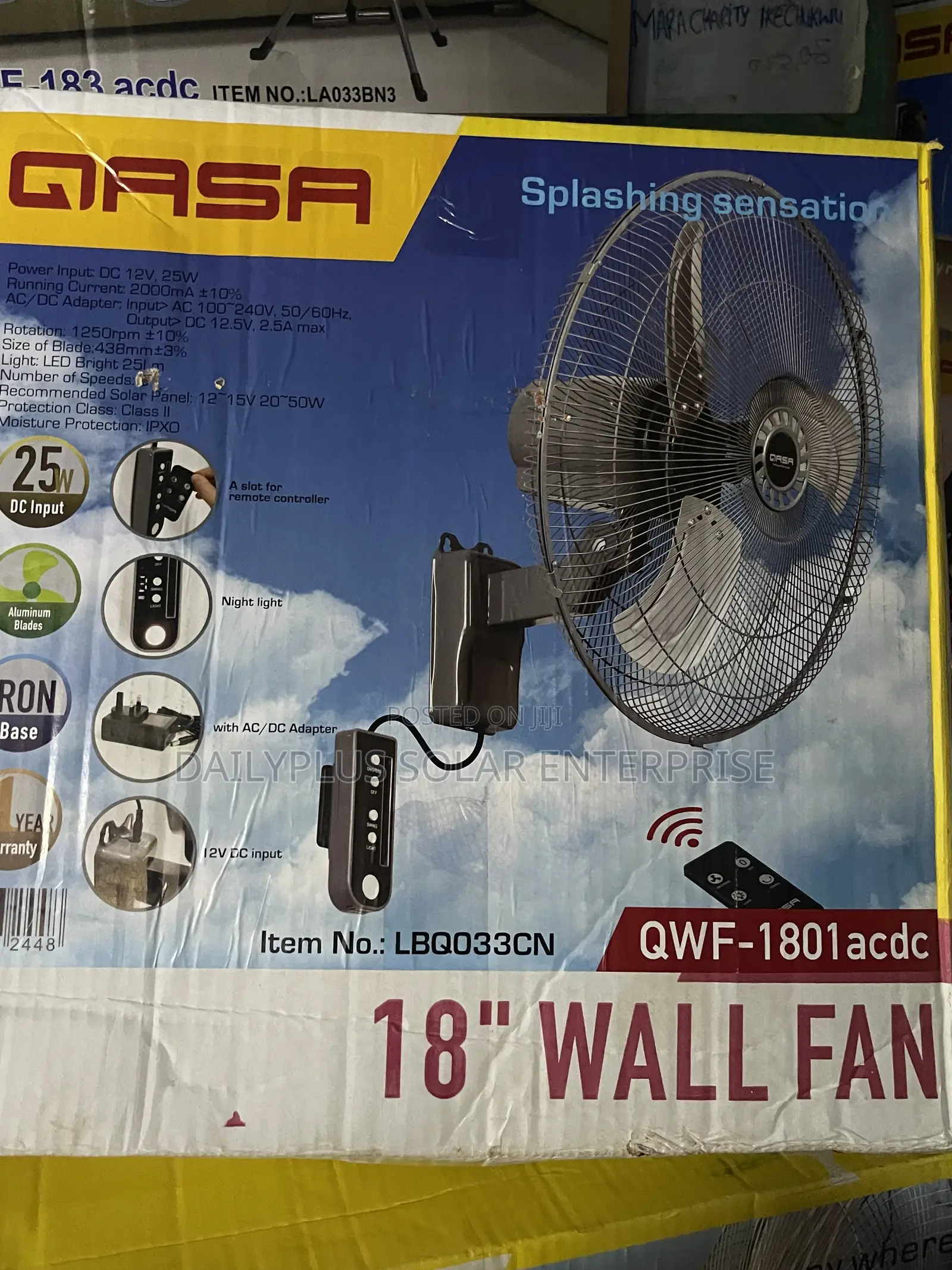 GASA 18inches AC/DC Wall Fan
