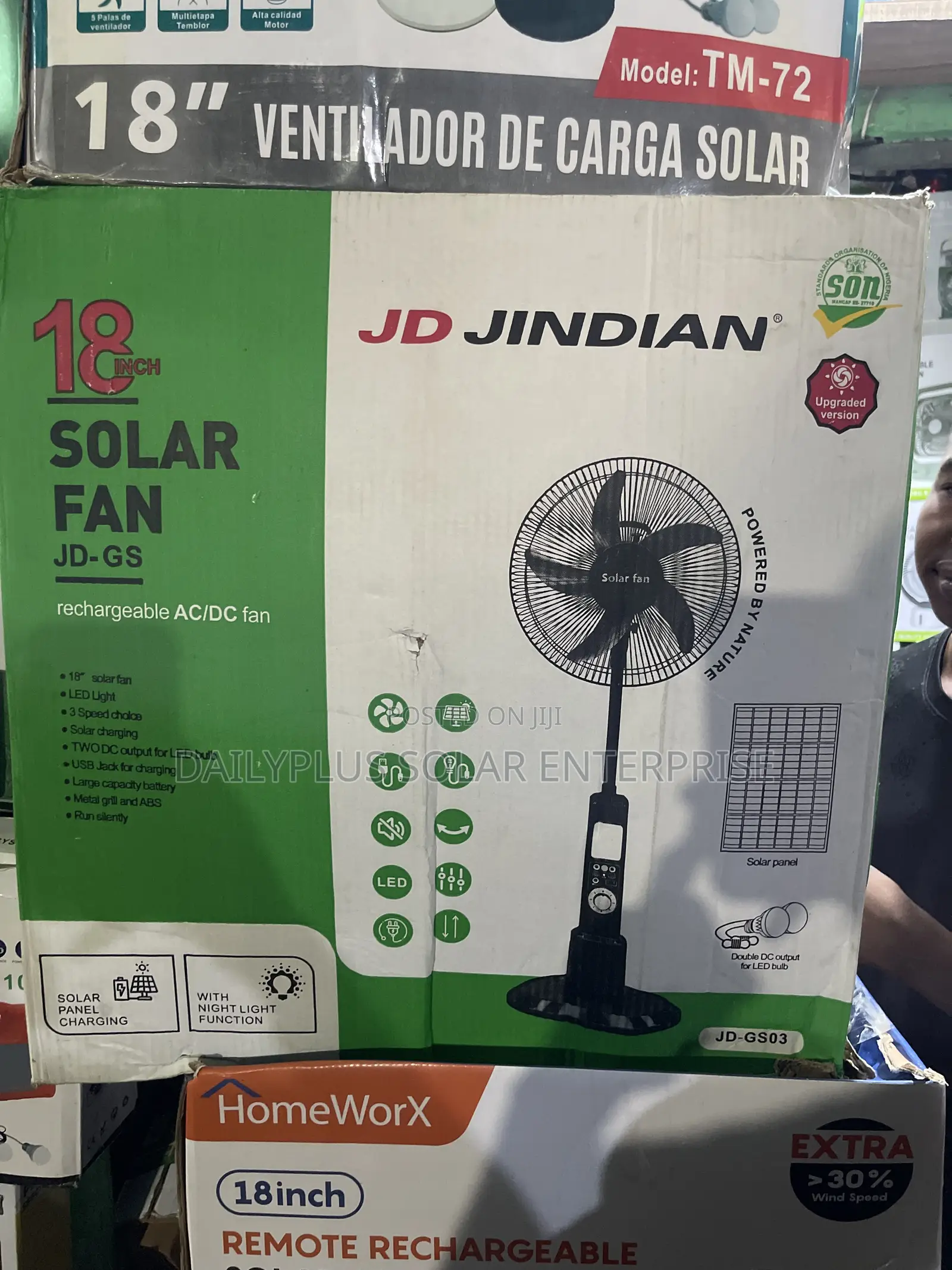 JD JINDIAN 18inches Solar Standing Fan