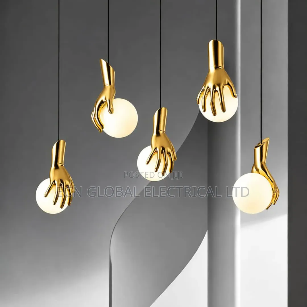 Modern Black Hand Pendant Light – Sculptural LED Hanging Lamp