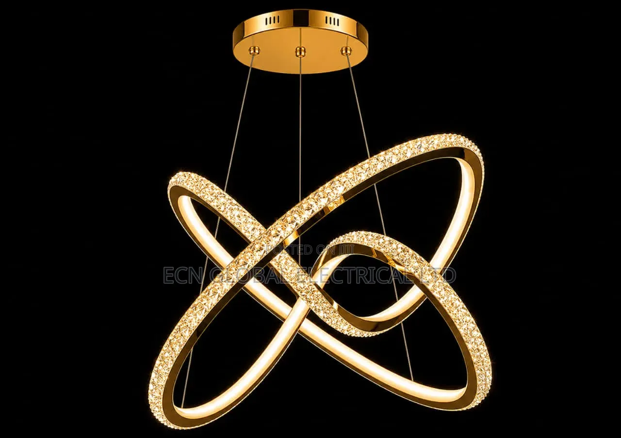 Luxury LED Crystal Ring Chandelier (Gold)