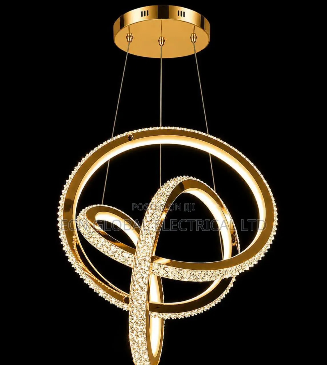 Luxury LED Crystal Ring Chandelier (Gold)