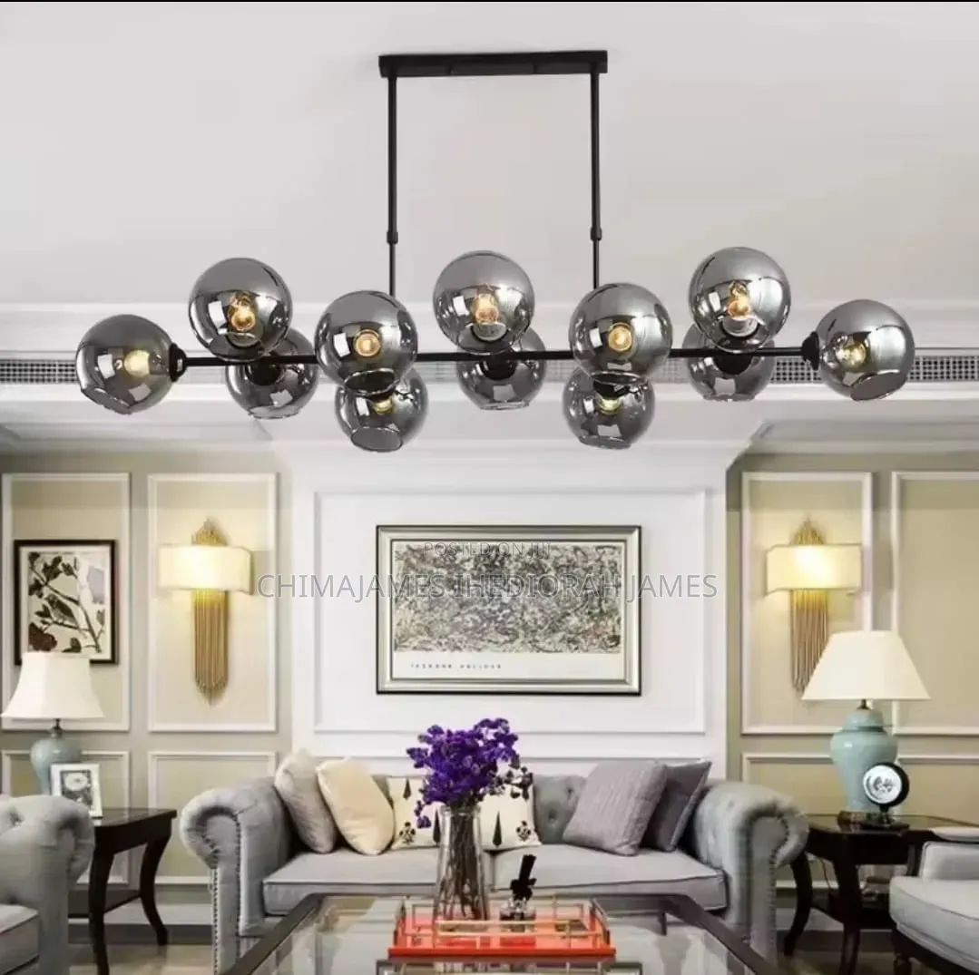 Modern Luxury Grey Glass Pendant Chandelier LED Ceiling Light