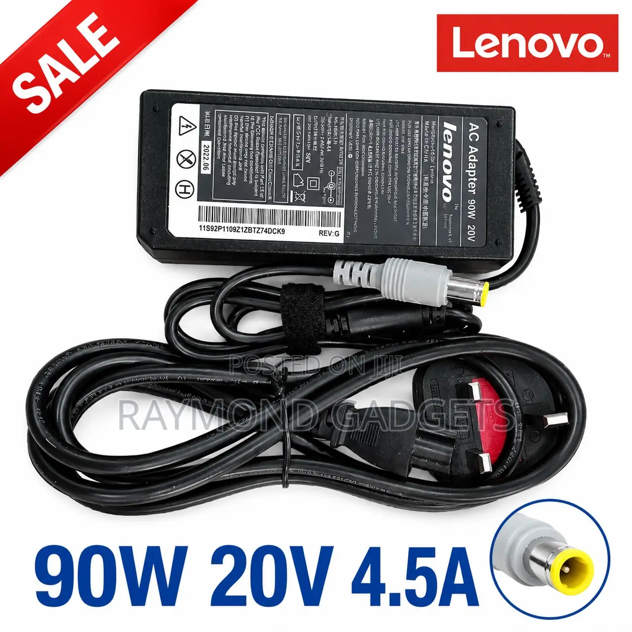 Lenovo 90W Laptop Charger Big Tip – 20V 4.5A Big Mouth Adapter