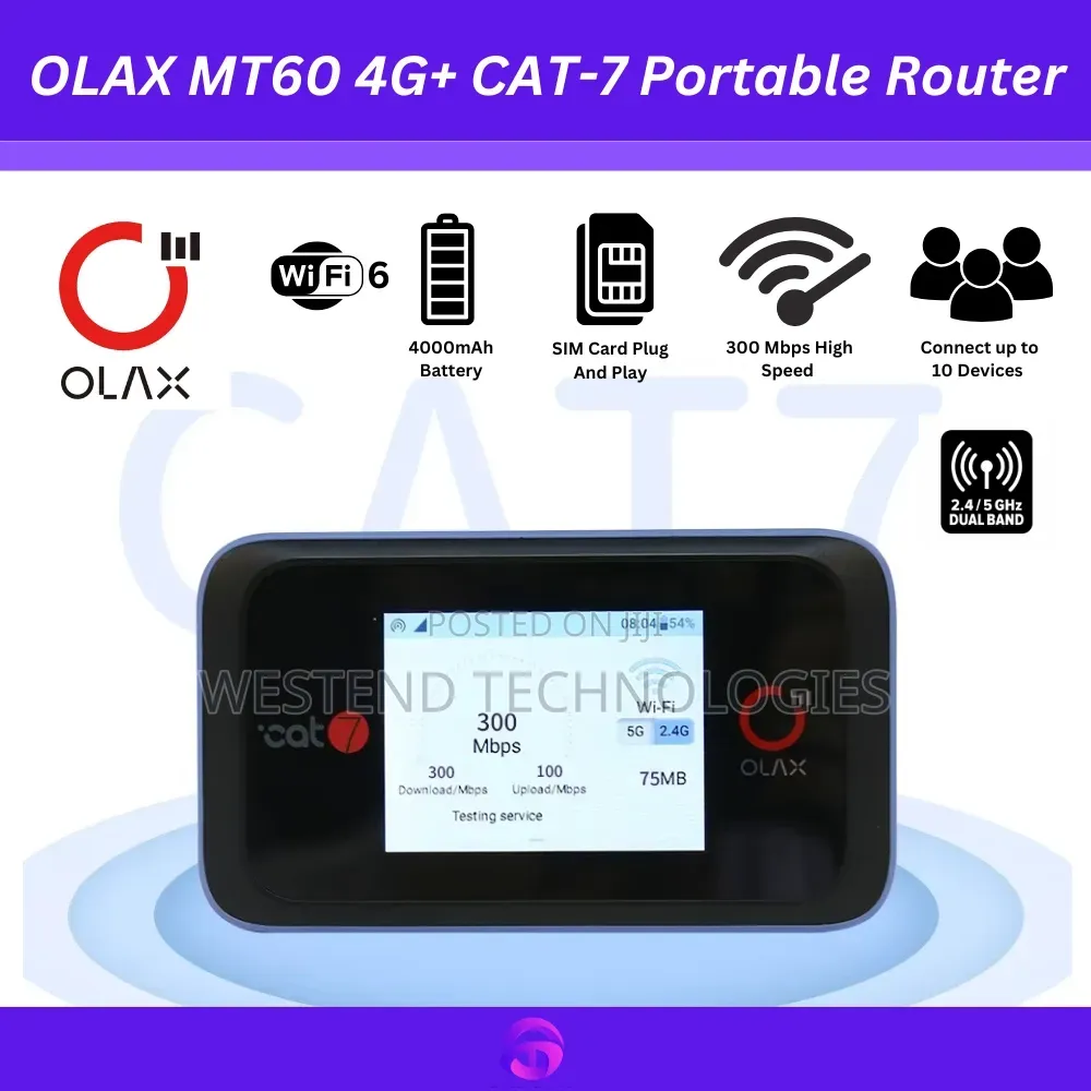 OLAX 4G+ CAT-7 Portable Mobile WiFi Hotspot Dual-Band 4000mAh Battery