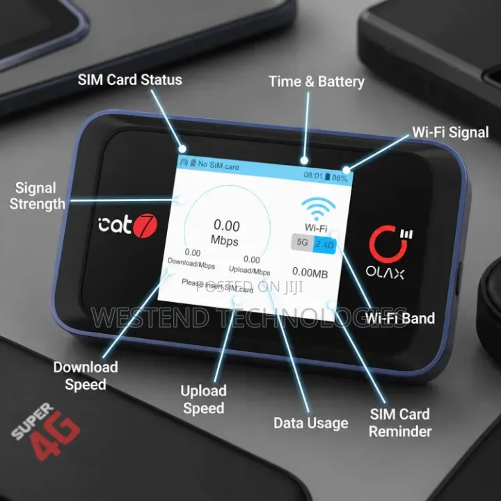 Olax Portable Mifi CAT7 LTE WiFi 6 Mobile Hotspot With 4000MAh Battery