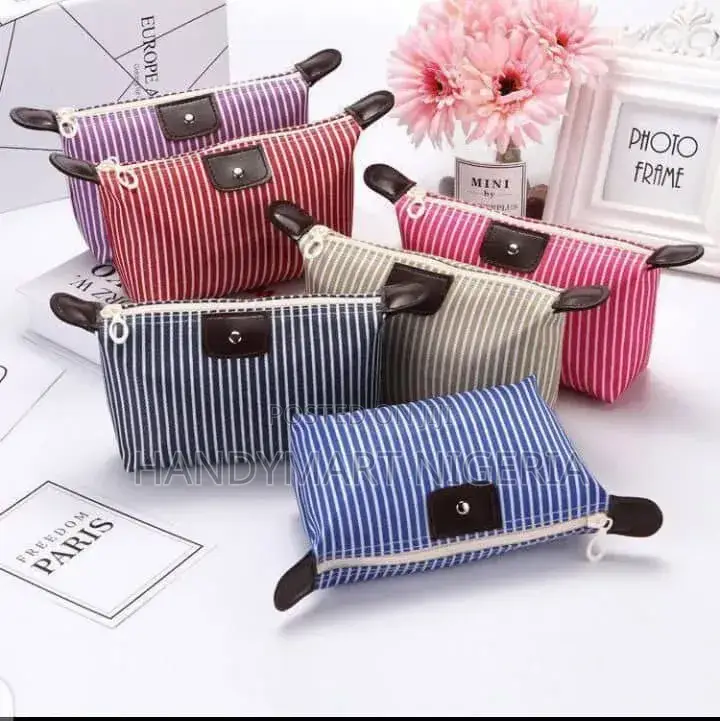 Striped Dumpling Makeup Bag