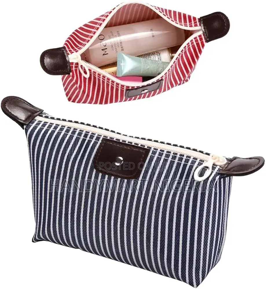 Striped Dumpling Makeup Bag