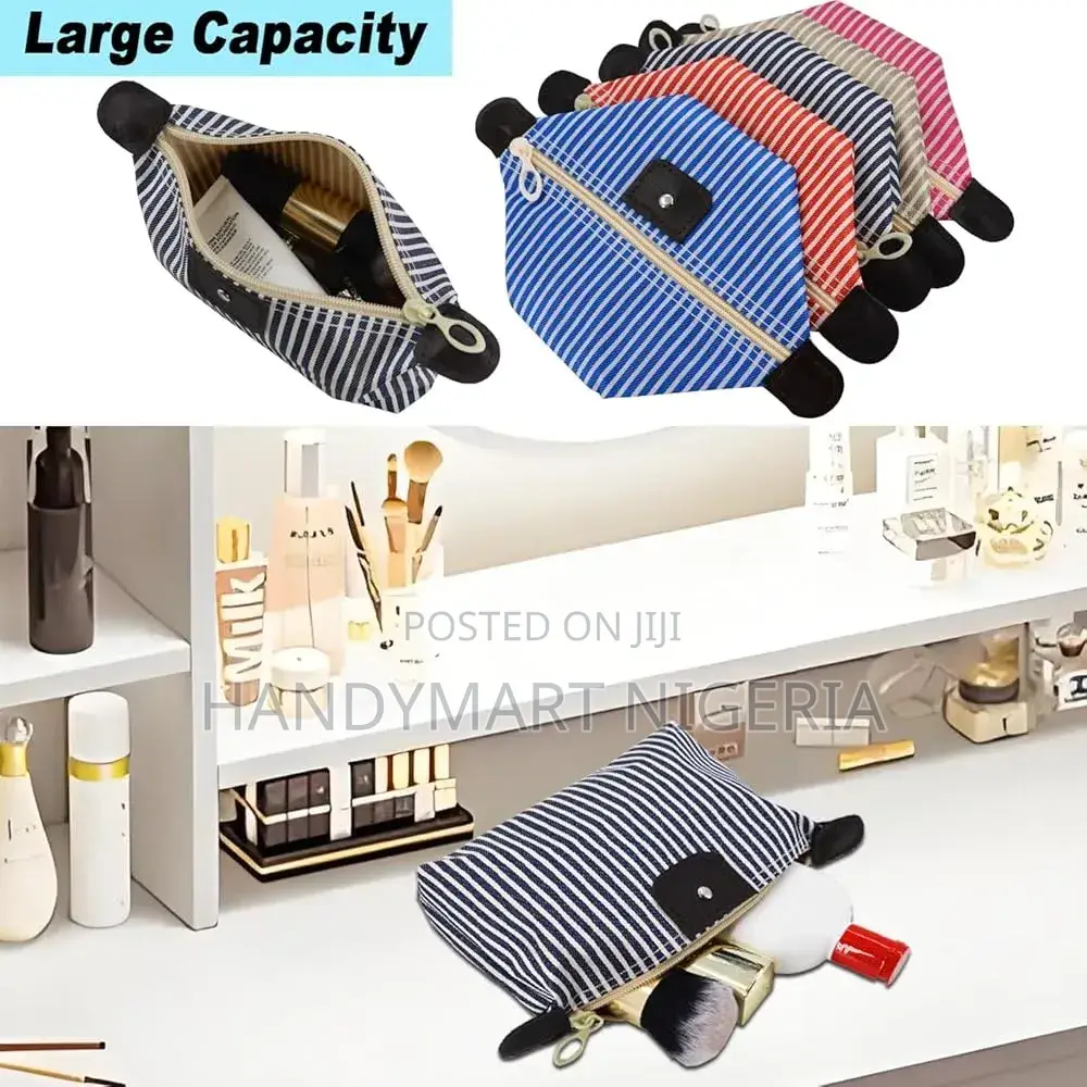 Striped Dumpling Makeup Bag