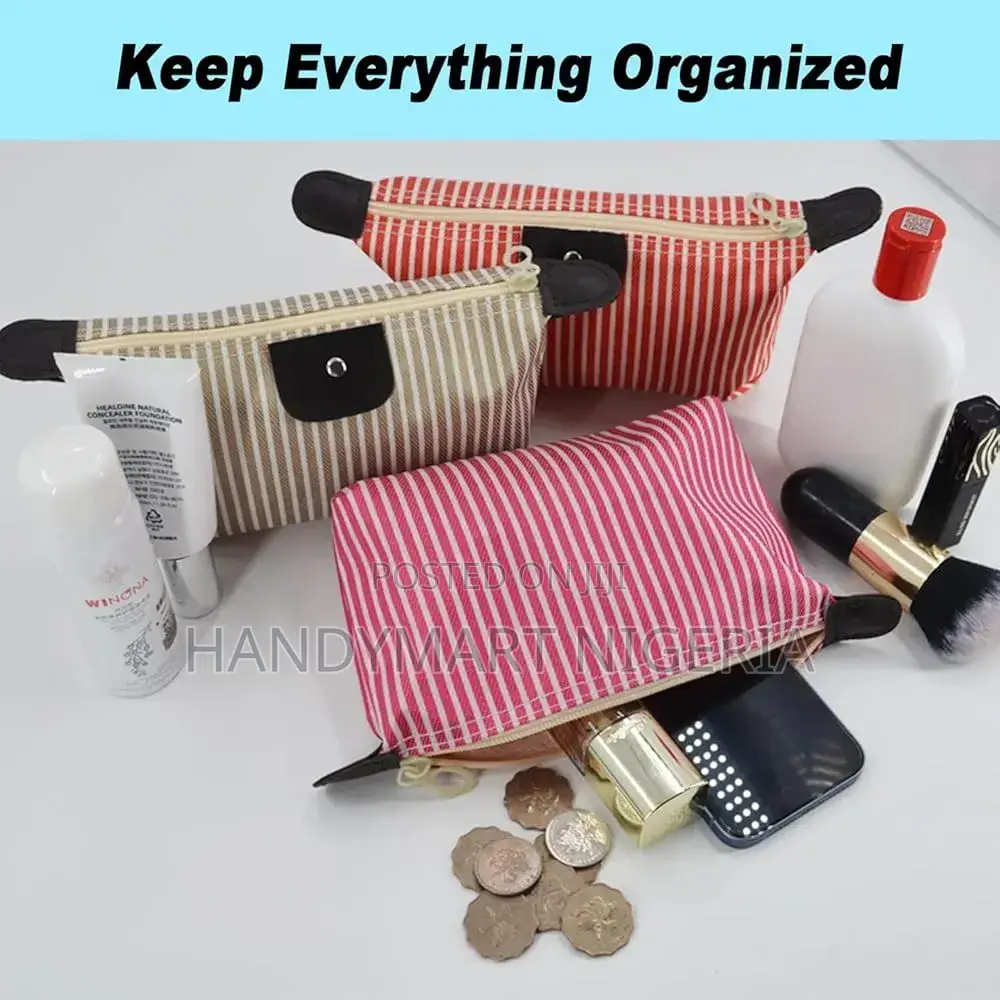 Striped Dumpling Makeup Bag