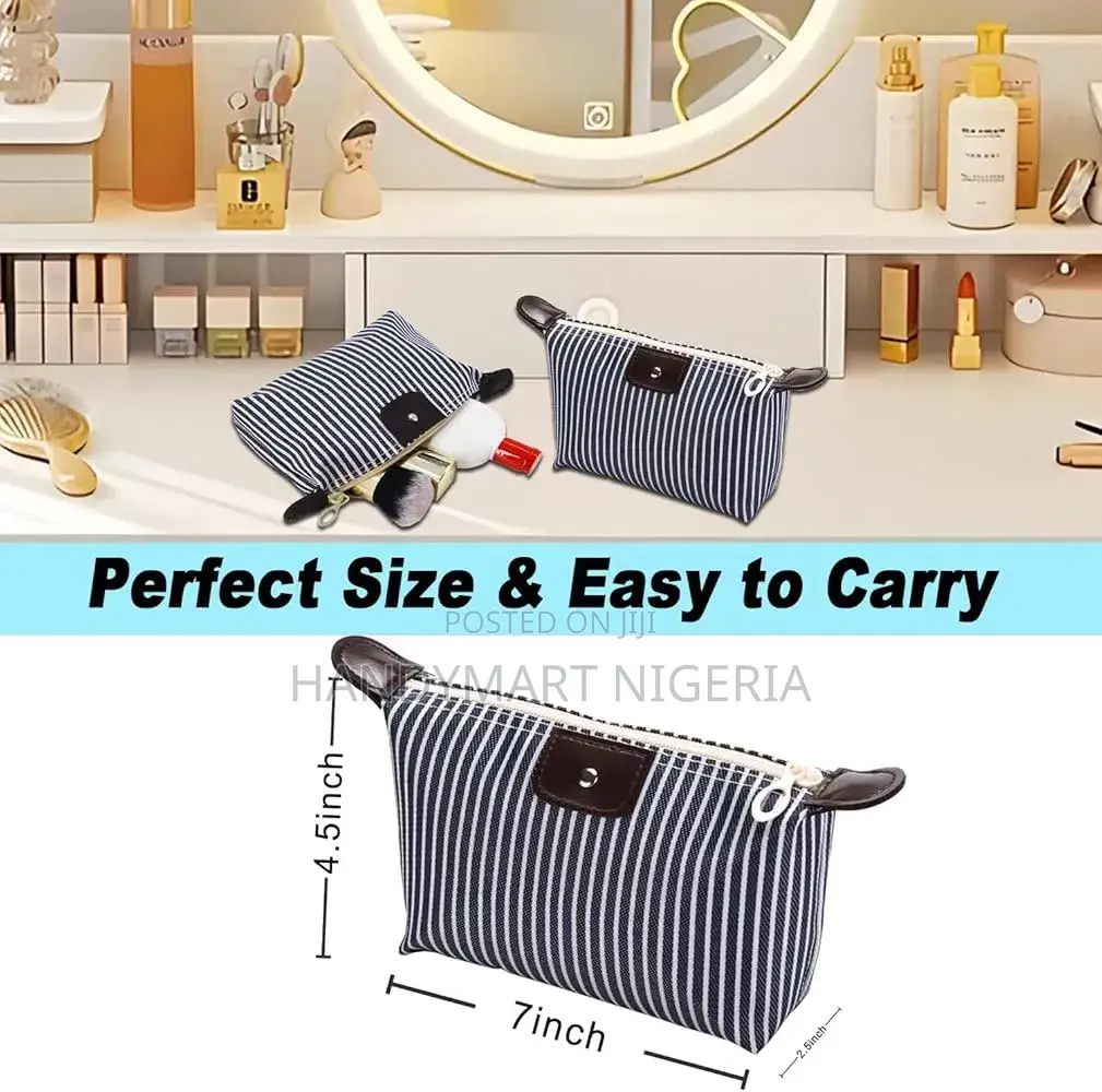Striped Dumpling Makeup Bag