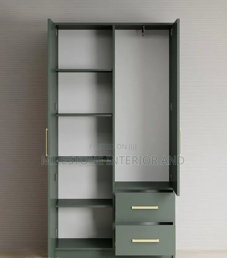 Gray Two Door Waldrobe With Mirror
