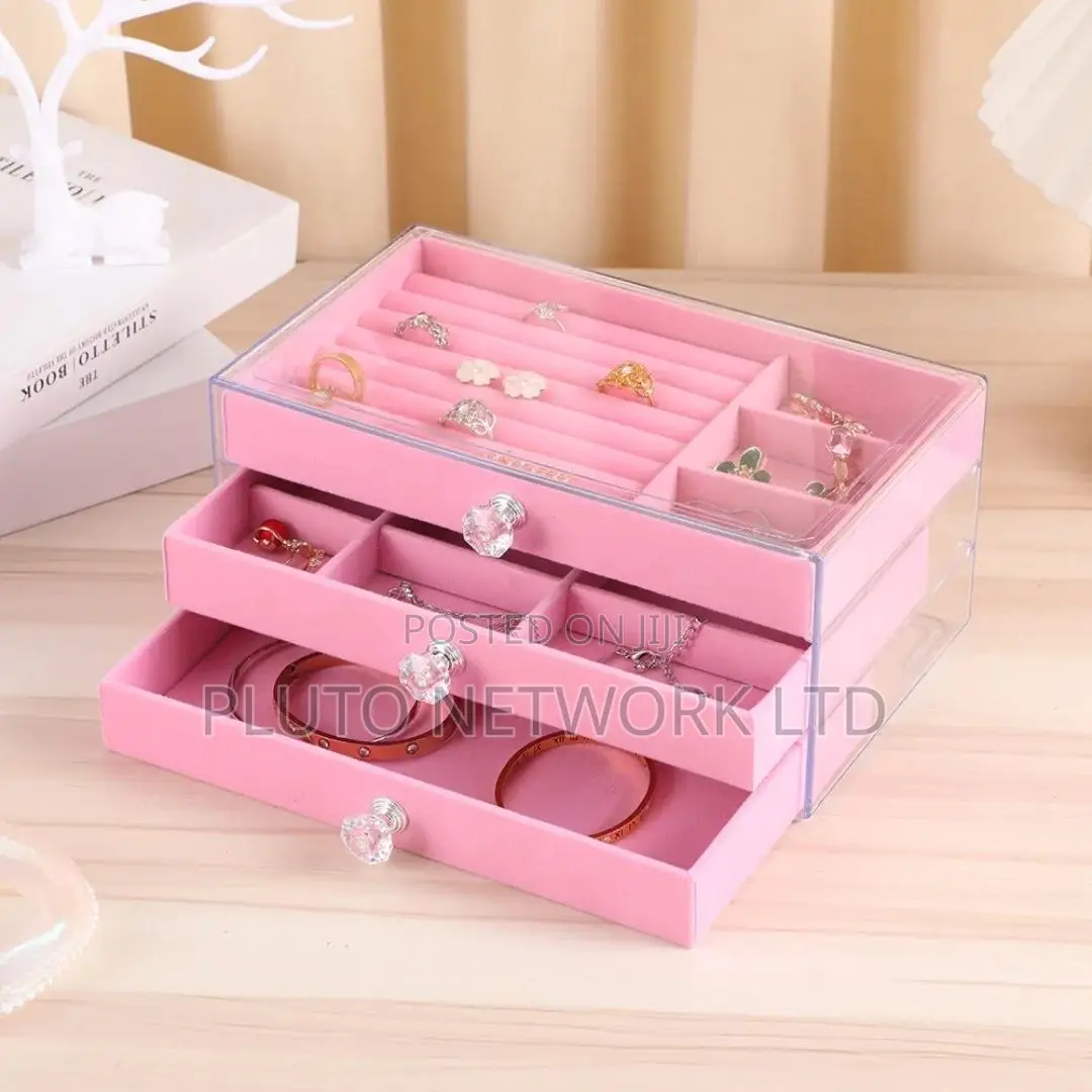 Luxury 3 Layer Velvet Jewellery Storage Box.