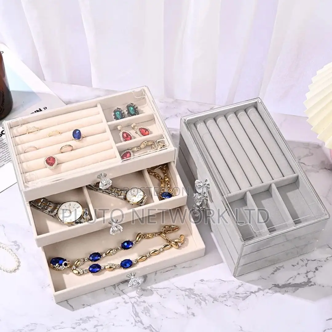 Luxury 3 Layer Velvet Jewellery Storage Box.