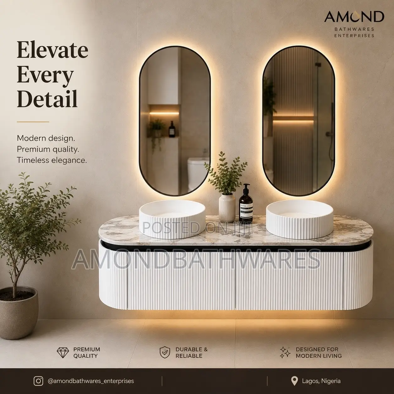 Double Bowl Marble Top Cabinet 003