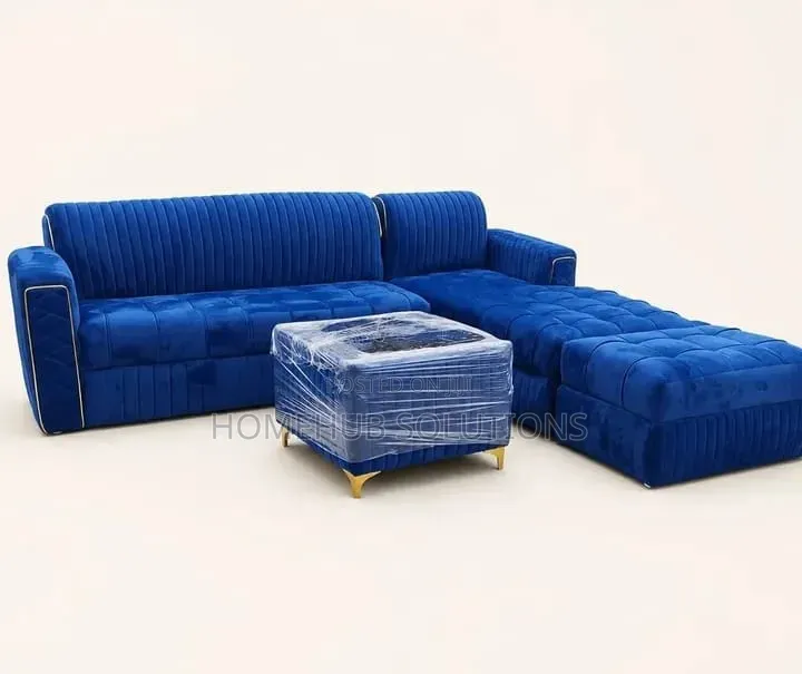 Brand New Luxury Lshape Sofa With Ottoman and Glass Top Center Table