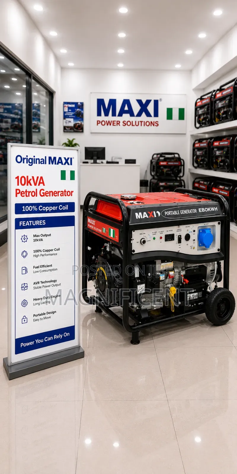 Original Maxi 10kva Petrol Generator – Model E80kwh 100% Copper High
