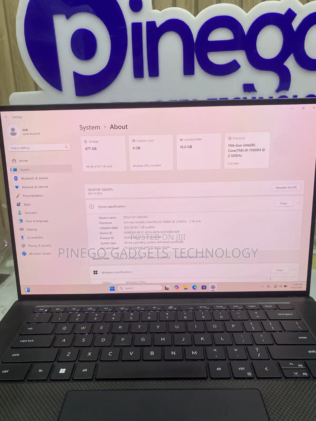 Laptop Dell XPS 15 9510 16GB Intel Core i9 SSD 512GB