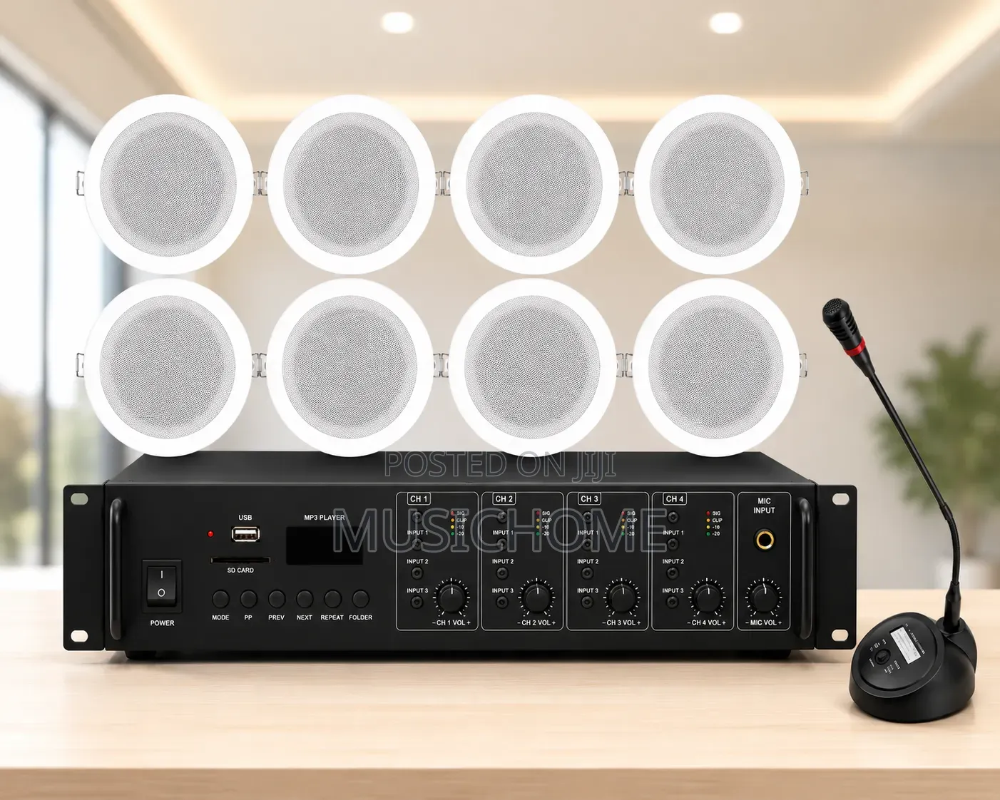 4 Zone Amplifier With 4 Sources, Microphone and Bluetooth