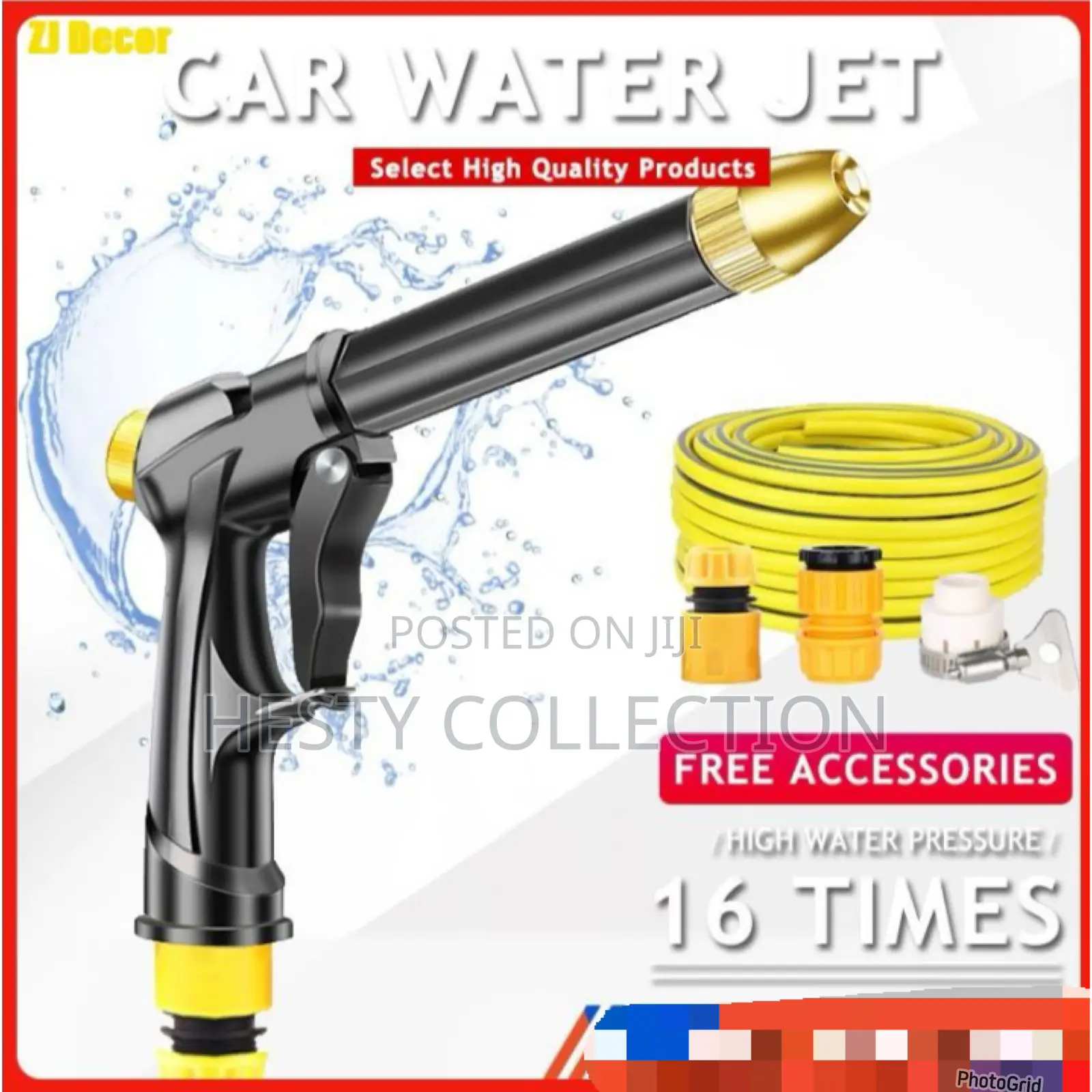 High Pressure Water Gun Nozzle 5m 15m Car Wash PVC Hose Tap Sprayer