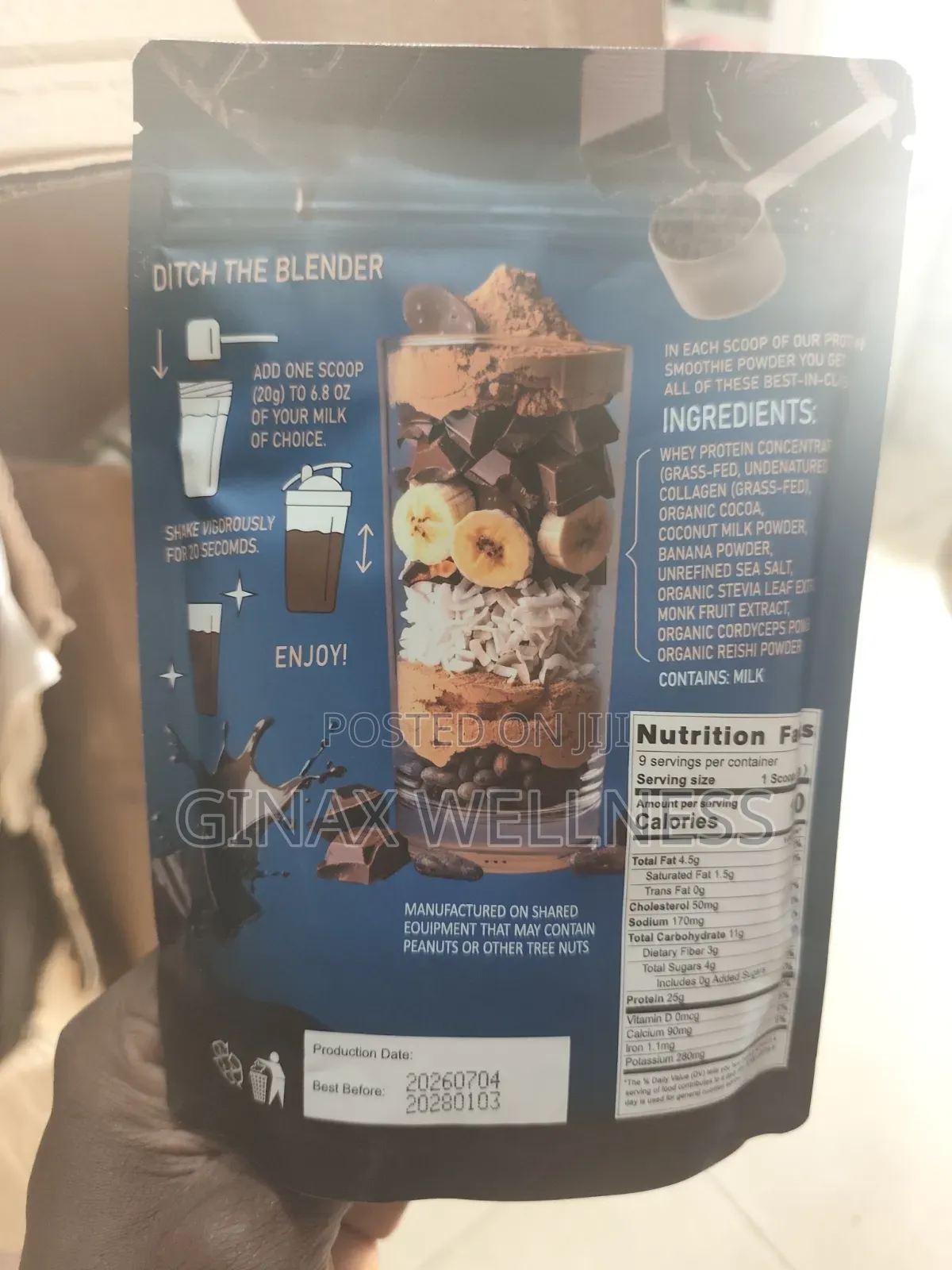 All-in-One Protein Smoothie Powder With Collagen, Cocoa, and Milk