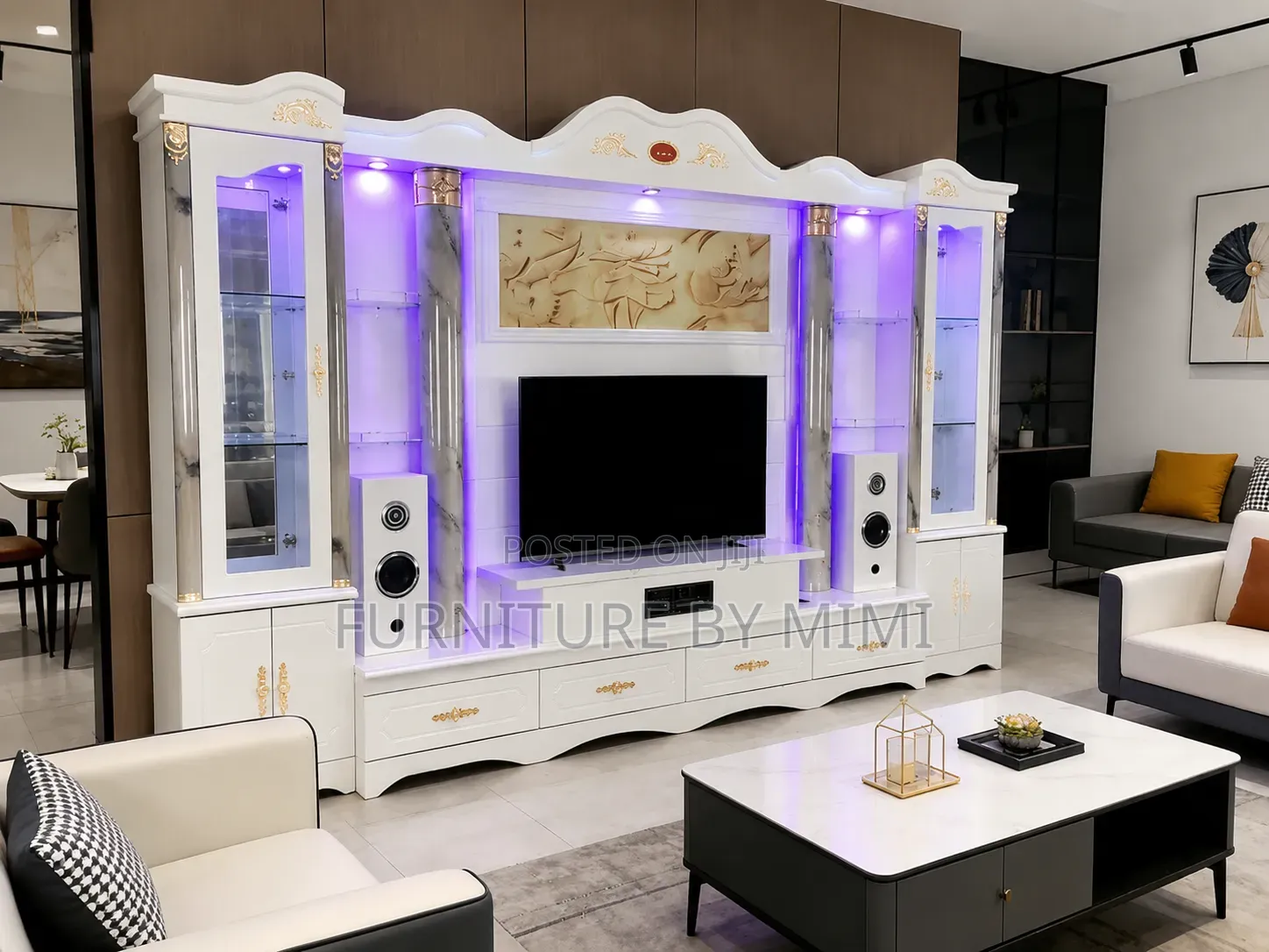 brand New Executive Royal Luxury TV Wall Unit LED Lights