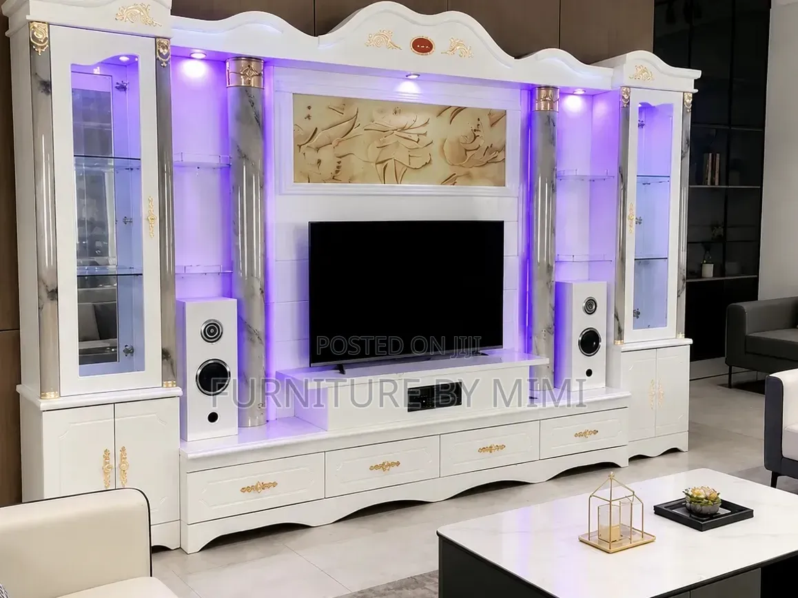 brand New Executive Royal Luxury TV Wall Unit LED Lights