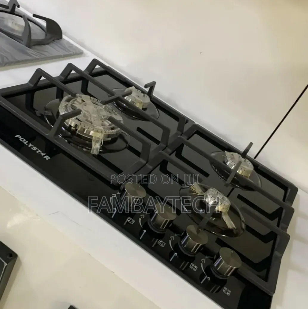 Polystar 4 Burner Glass Top Gas Cooker