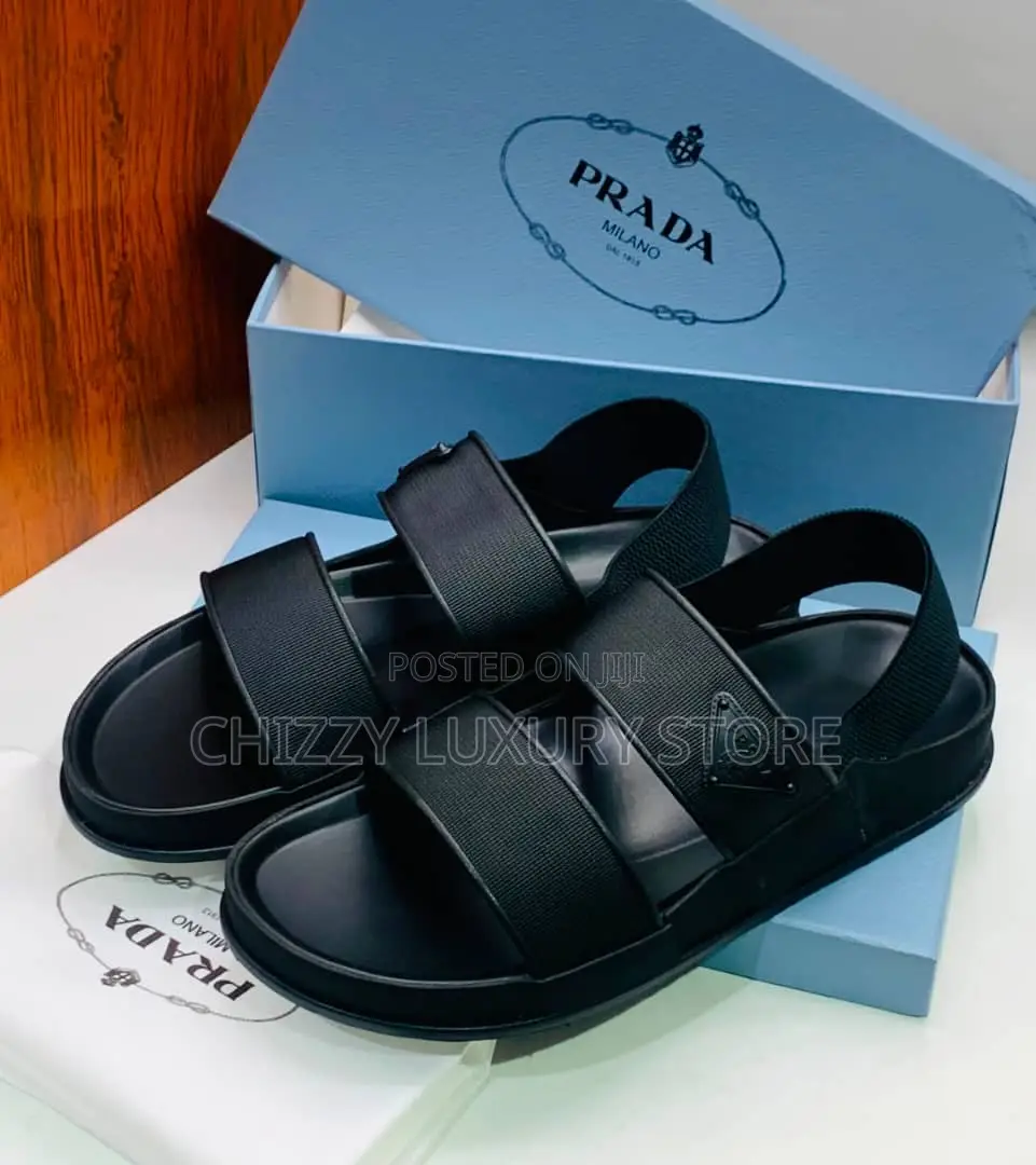 Prada Quality Luxury Men Genuine Leather Sandals
