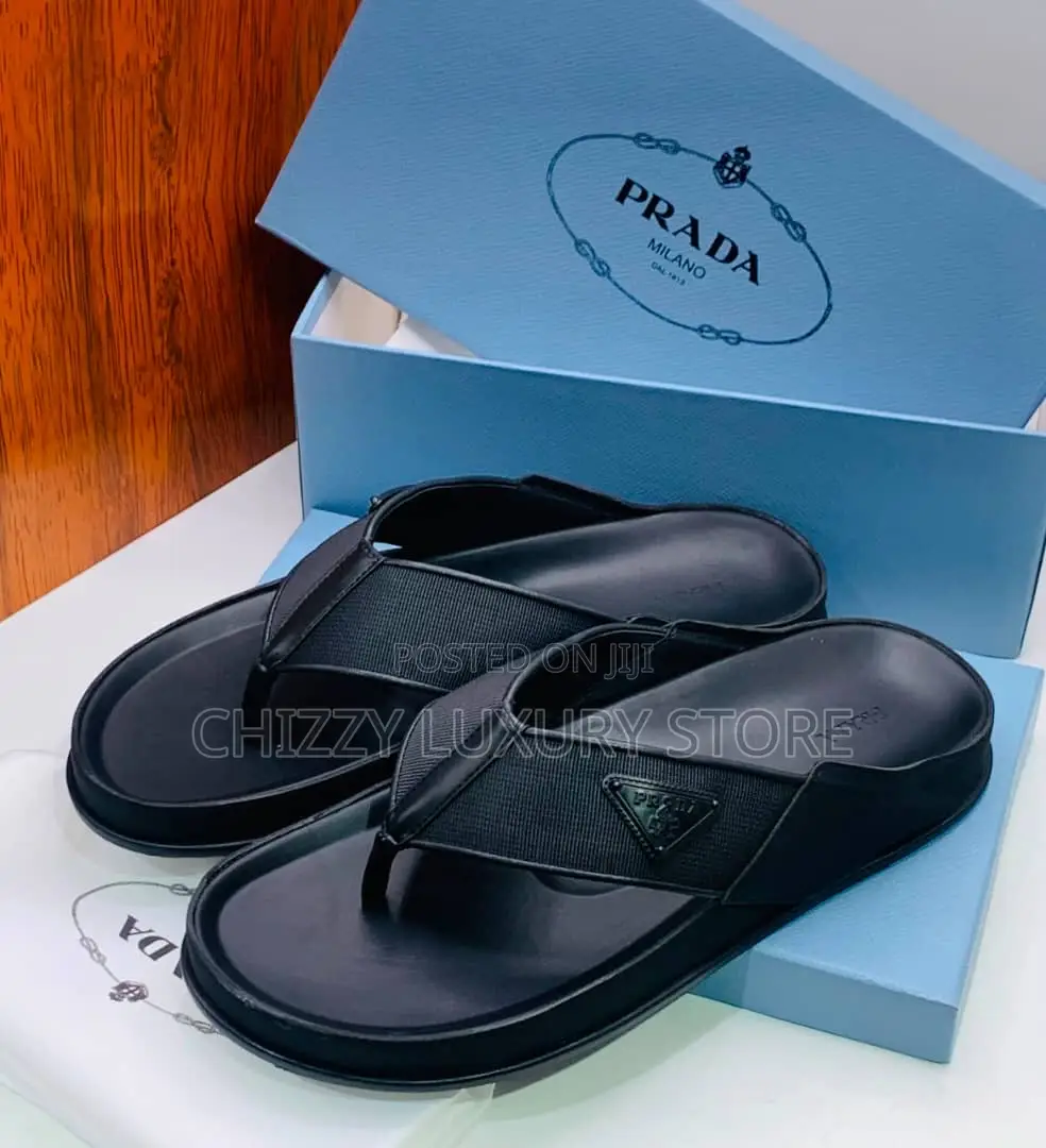 Prada Quality Luxury Men Genuine Leather Sandals