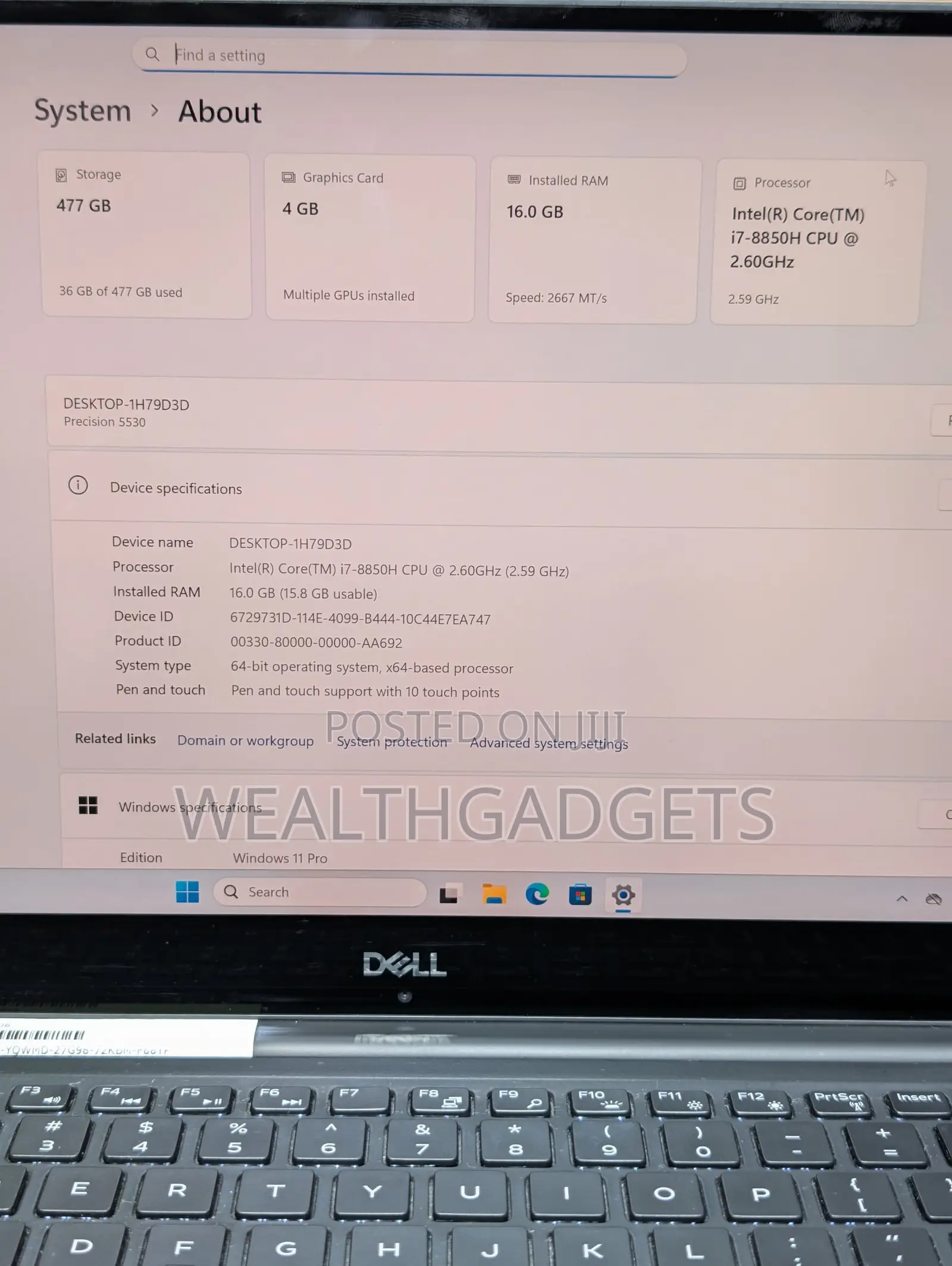 Laptop Dell Precision 5530 16GB Intel Core i7 SSD 512GB
