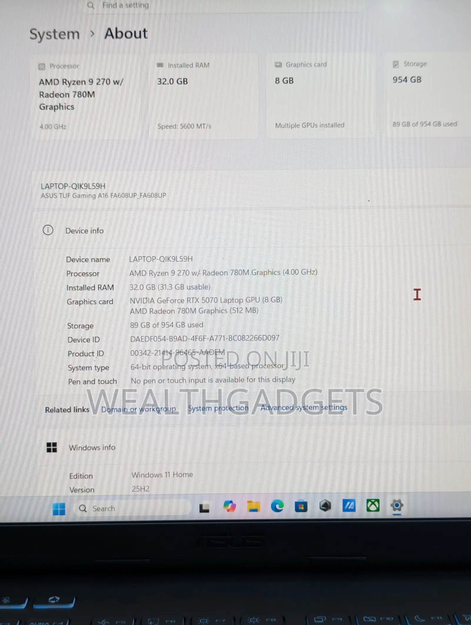 Laptop Asus TUF Gaming A16 32GB AMD Ryzen 9 SSD 1T