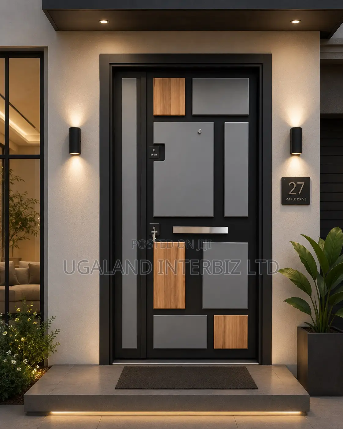 Modern Geometric Steel Security Door