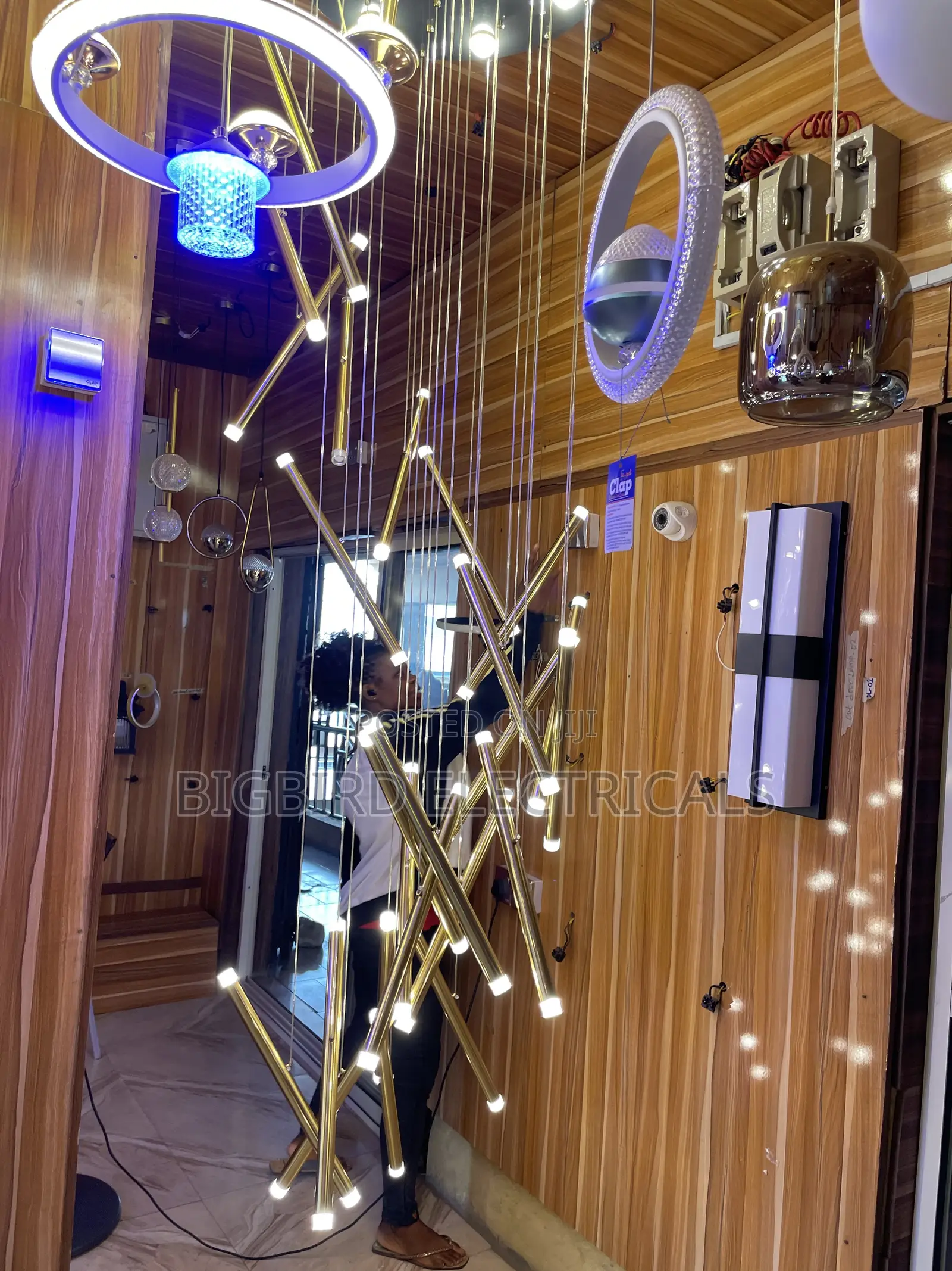 Luxury Modern Gold LED Void Light | Staircase Chandelier