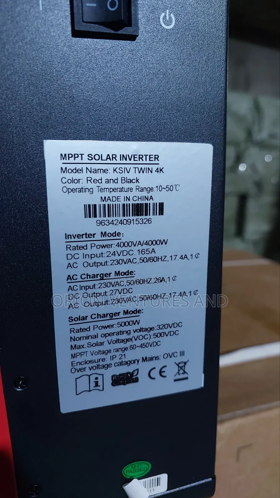 4kva 24v Dual Output Hybrid Inverter, Works Without Battery