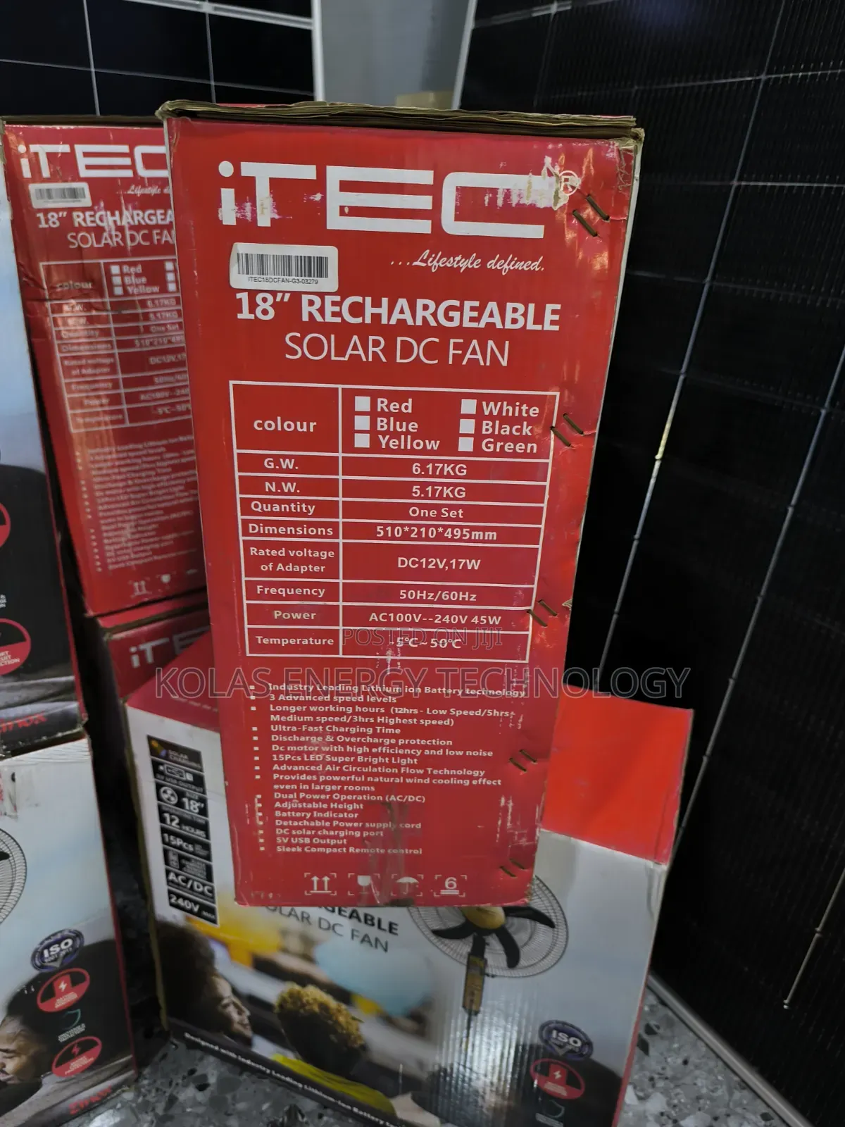ITEC 18 Inches Solar Rechargeable Fan