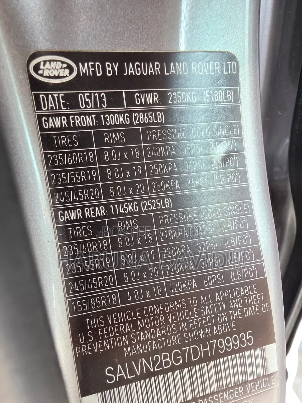 Land Rover Range Rover Evoque 2013 Gray