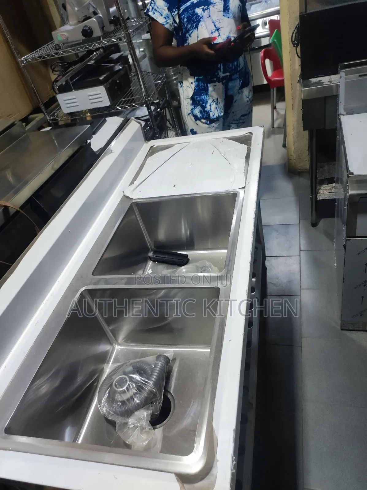 Double Chamber Commercial Kitchen Sink With Side