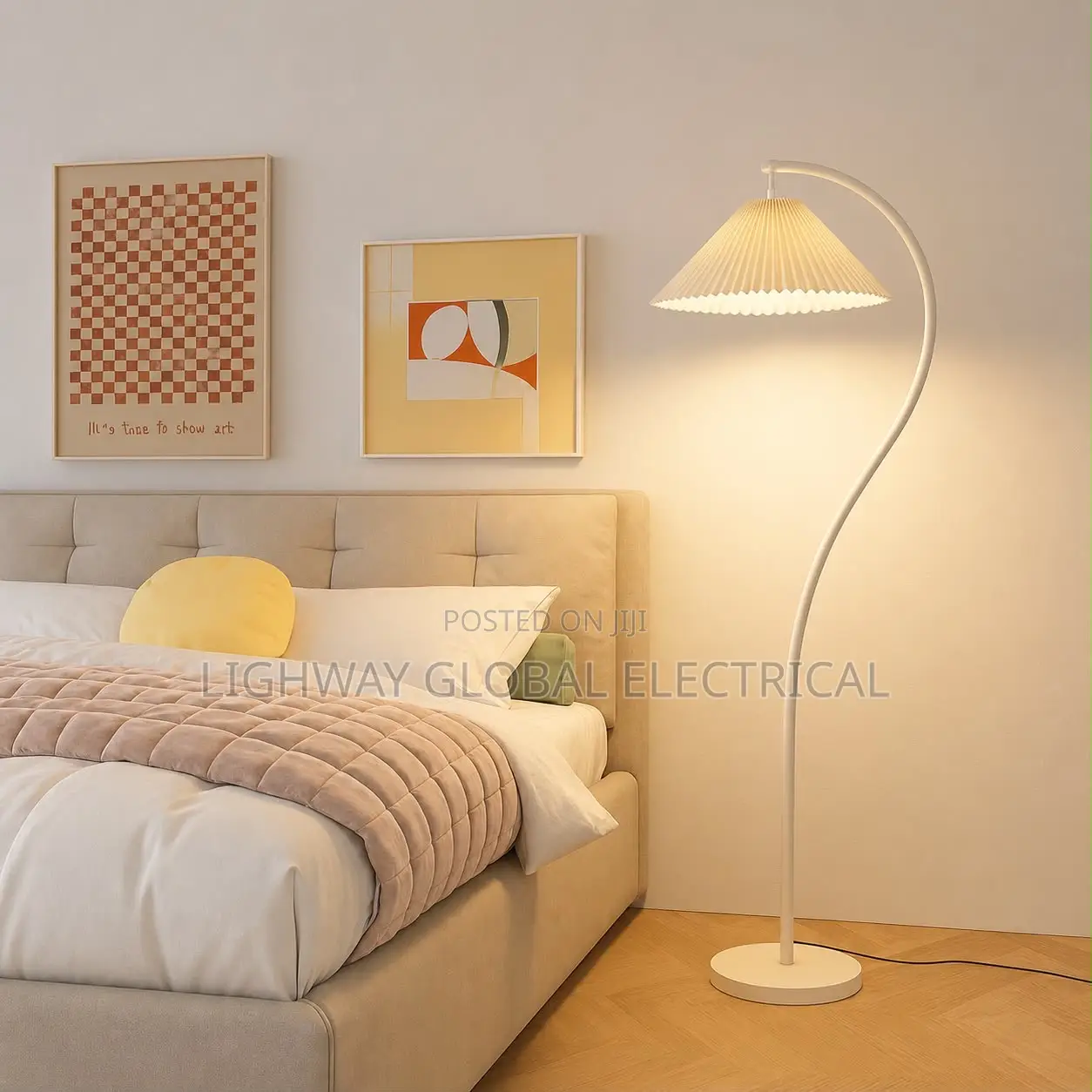 Nordic Pleated Shade Floor Lamp, Creamy Tone Ambient Light