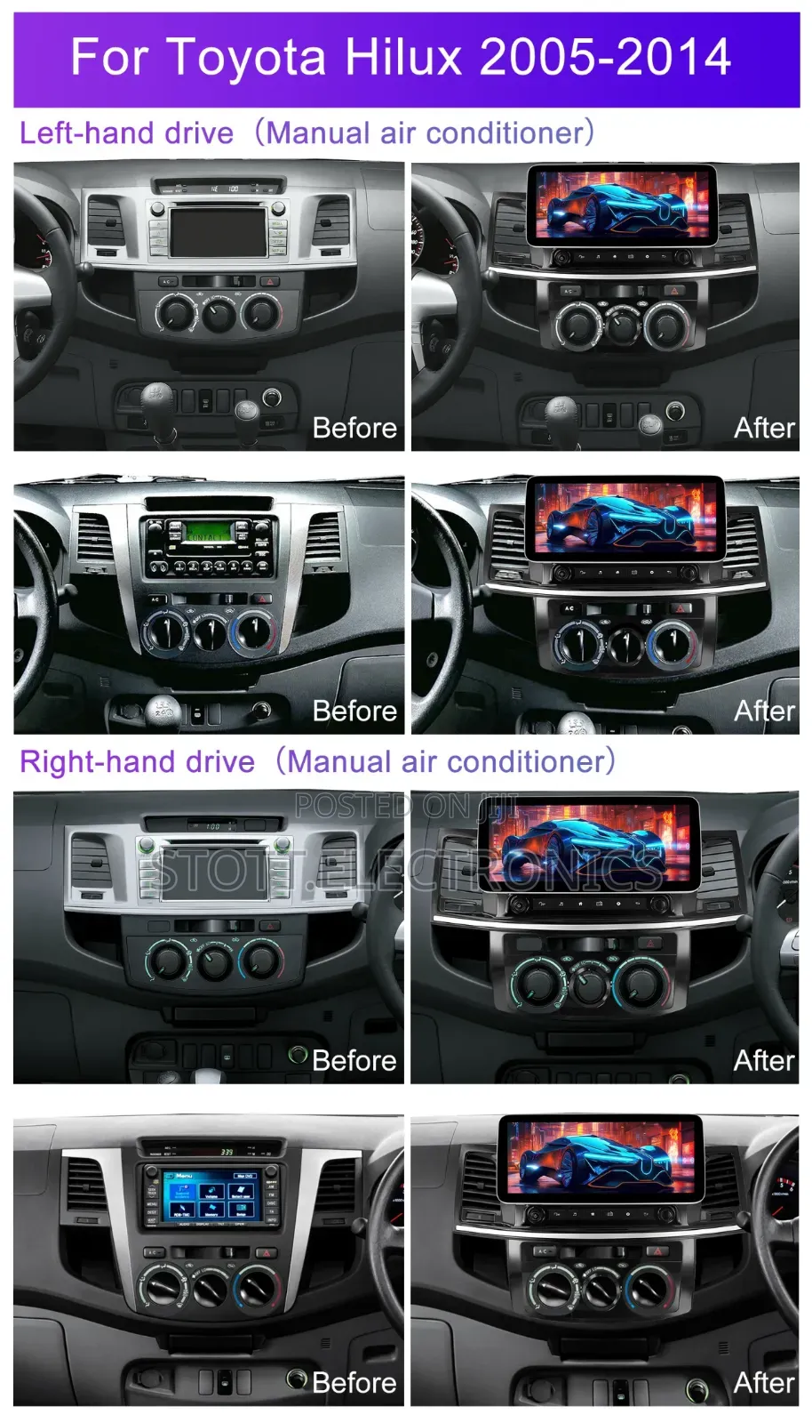 Toyota Hilux 2008-2013 Car Interior Upgrade System Steering Android